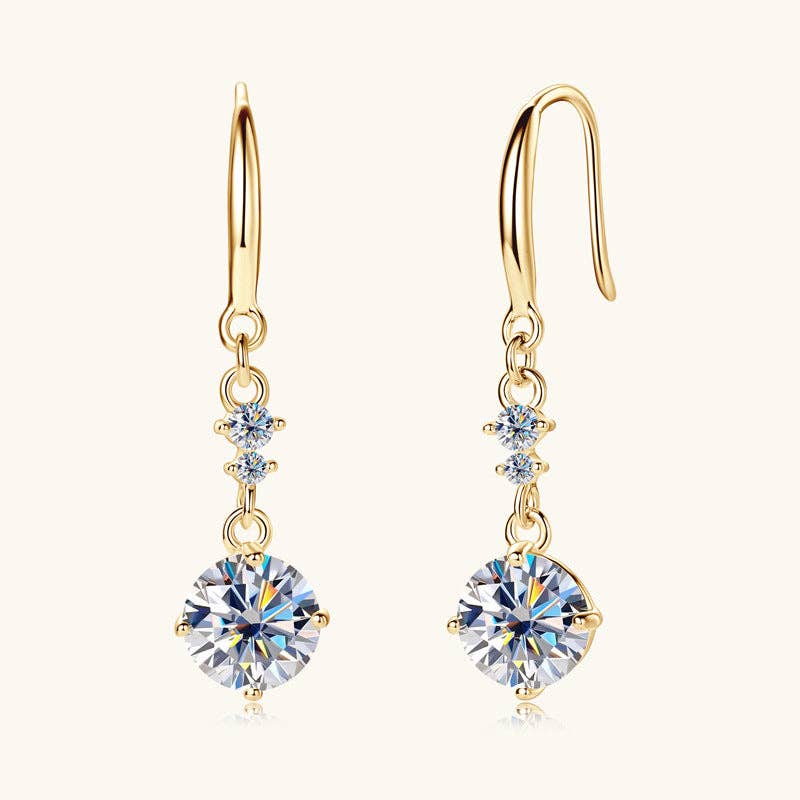 Moissanite Drop Fishhook Earrings in Vermeil