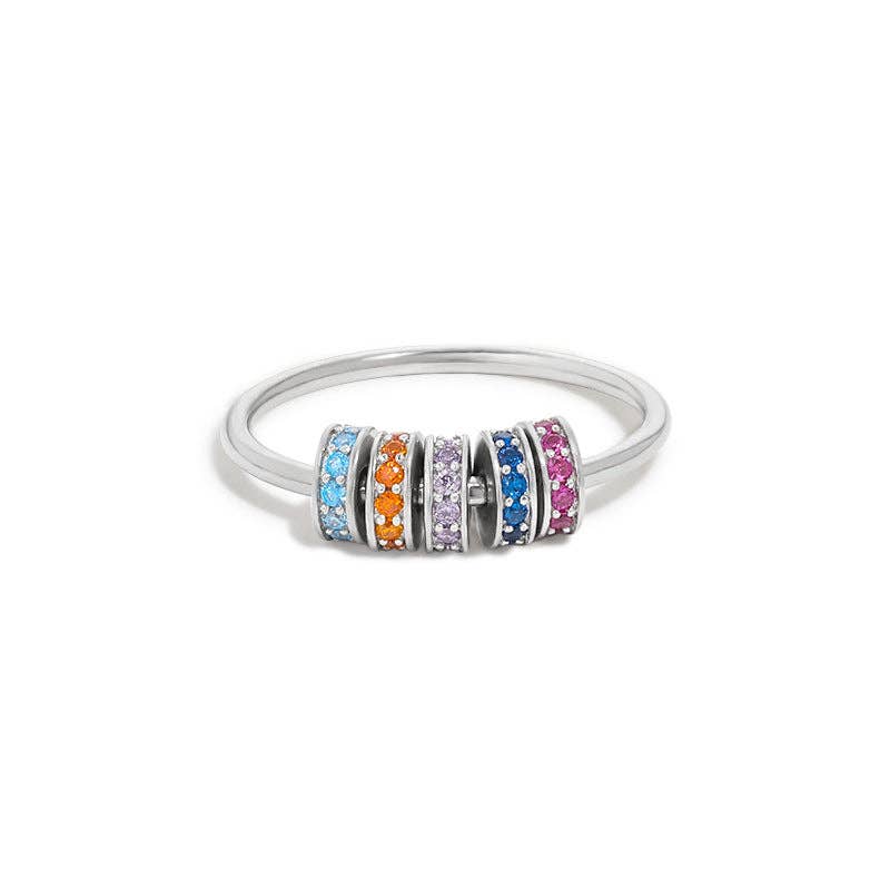 Bead Fidget Spinner Ring in 925 Sterling Silver