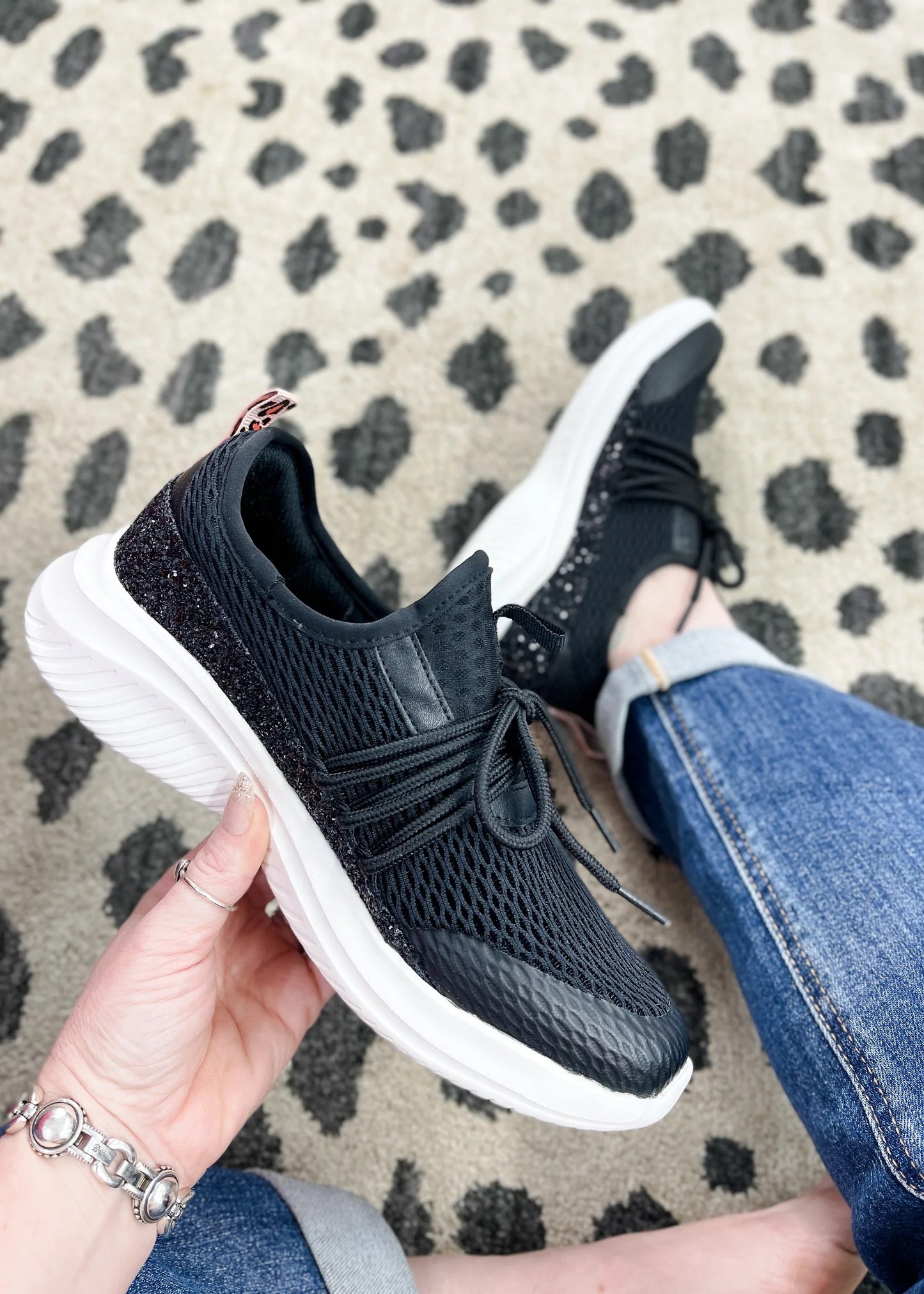 Corky's Soft Serve Black Glitter Sneaker