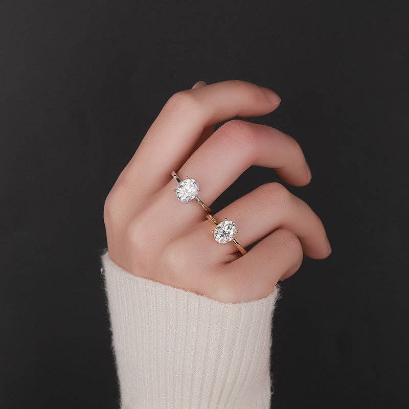 Oval Moissanite Engagement Ring in 925 Sterling Silver