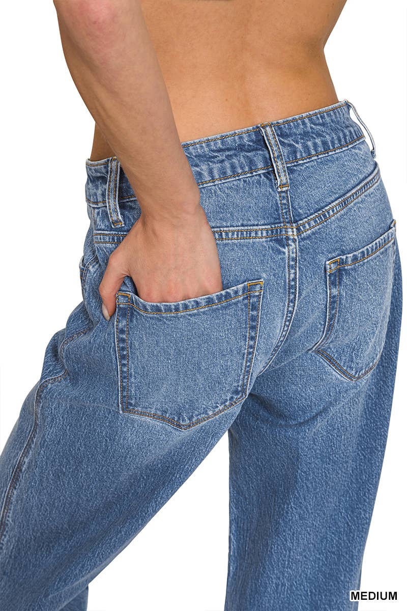 High Rise Cuffed Wide Leg Denim Pants by Zenena
