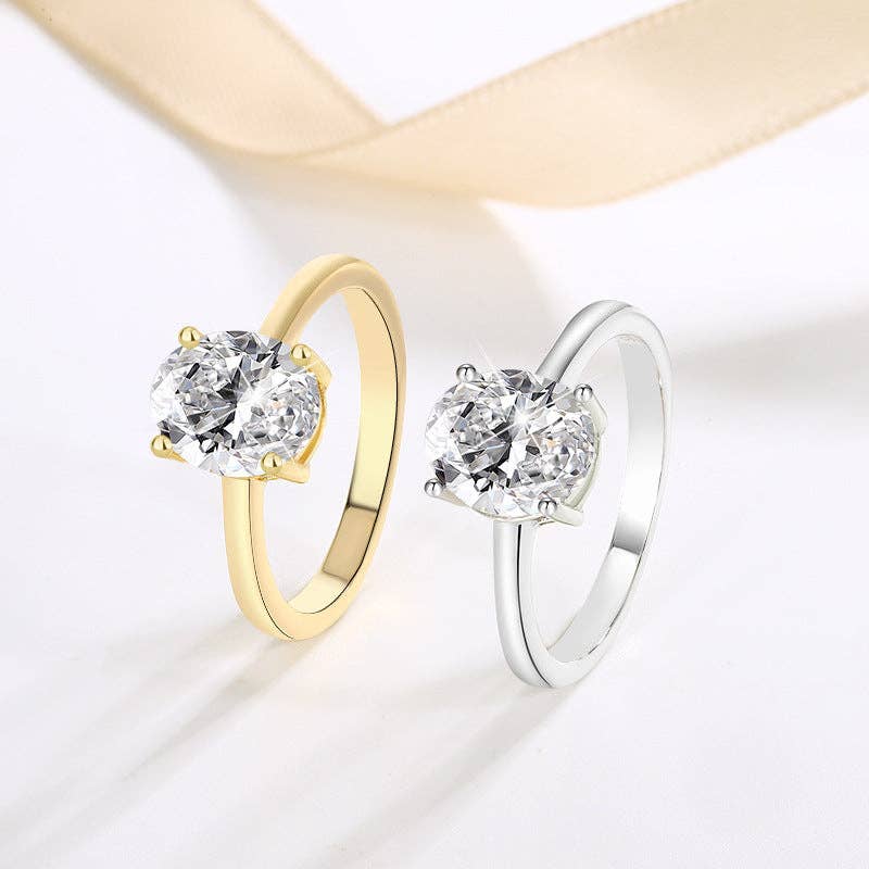Oval Moissanite Engagement Ring in 925 Sterling Silver