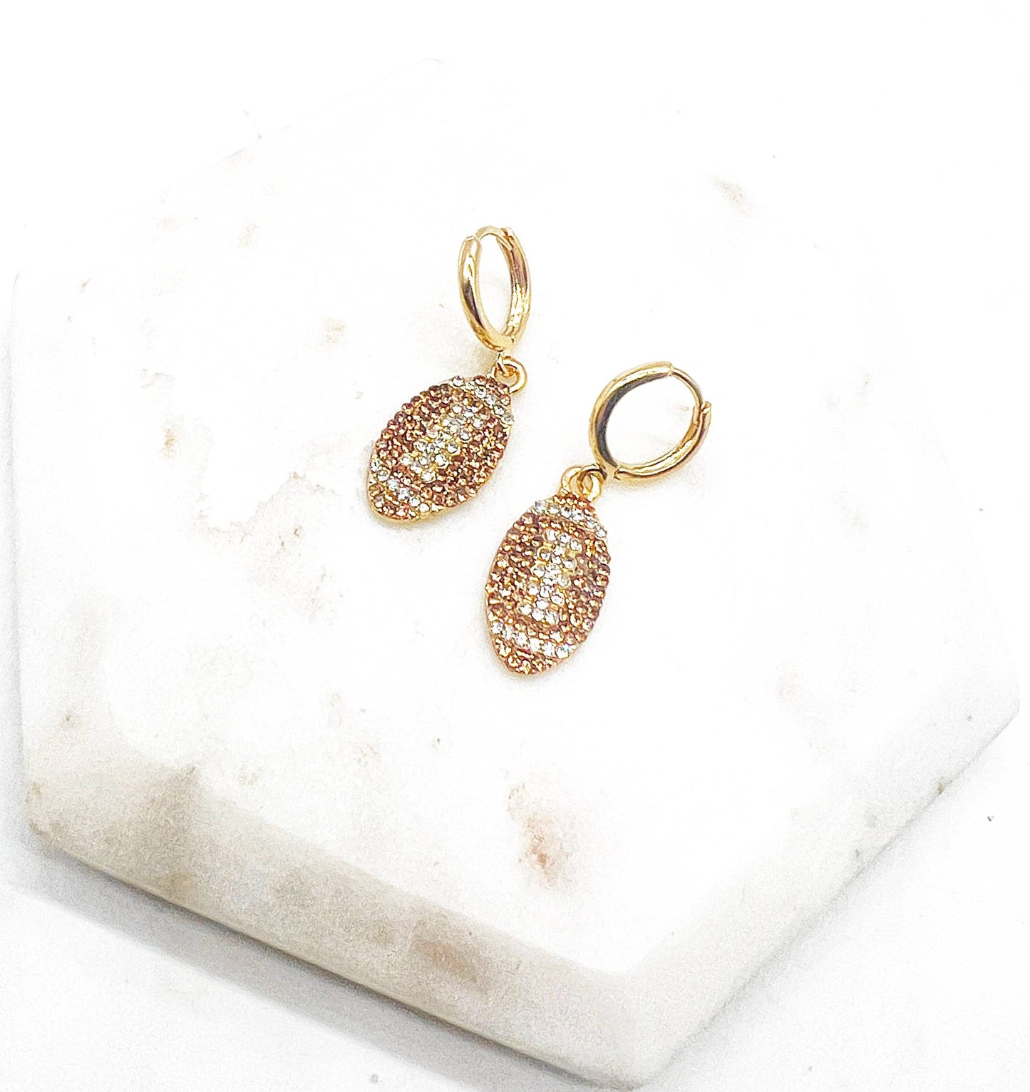 Rhinestone Football Game Day Huggie Hoops