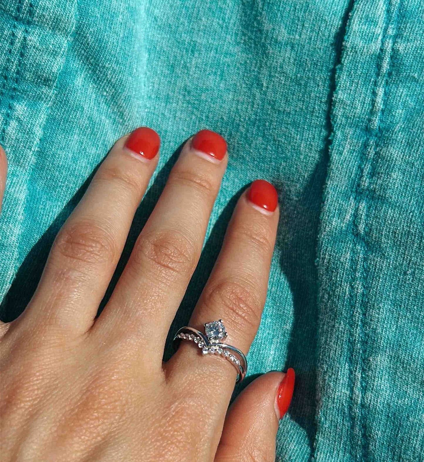 Four-Prong Moissanite Engagement Ring in 925 Sterling Silver