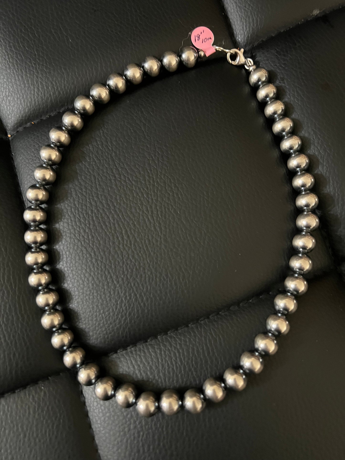 Authentic 10mm Navajo Pearl Necklace – Sterling Silver