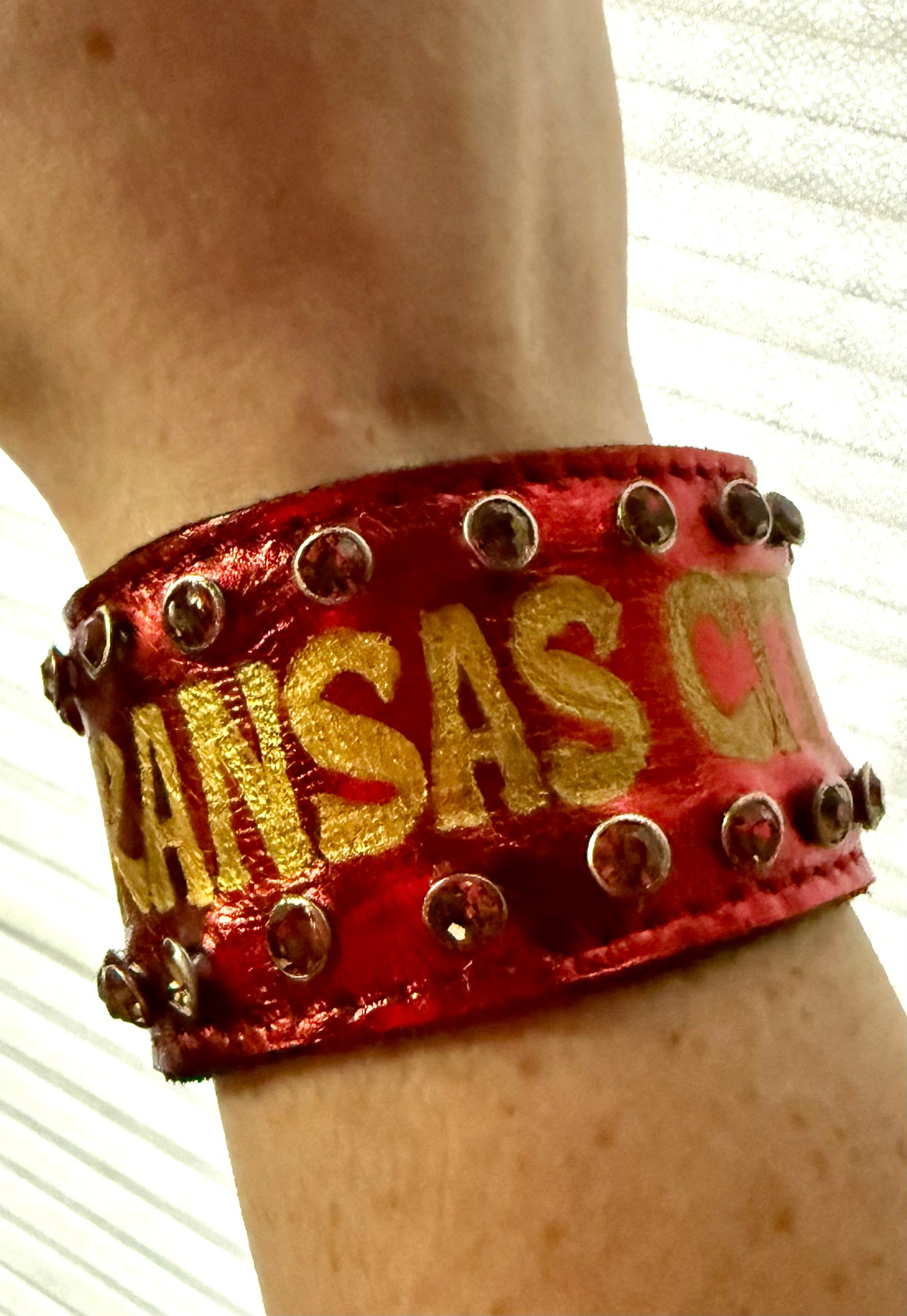 KC Leather Snap Cuff Bracelets Gameday Bling