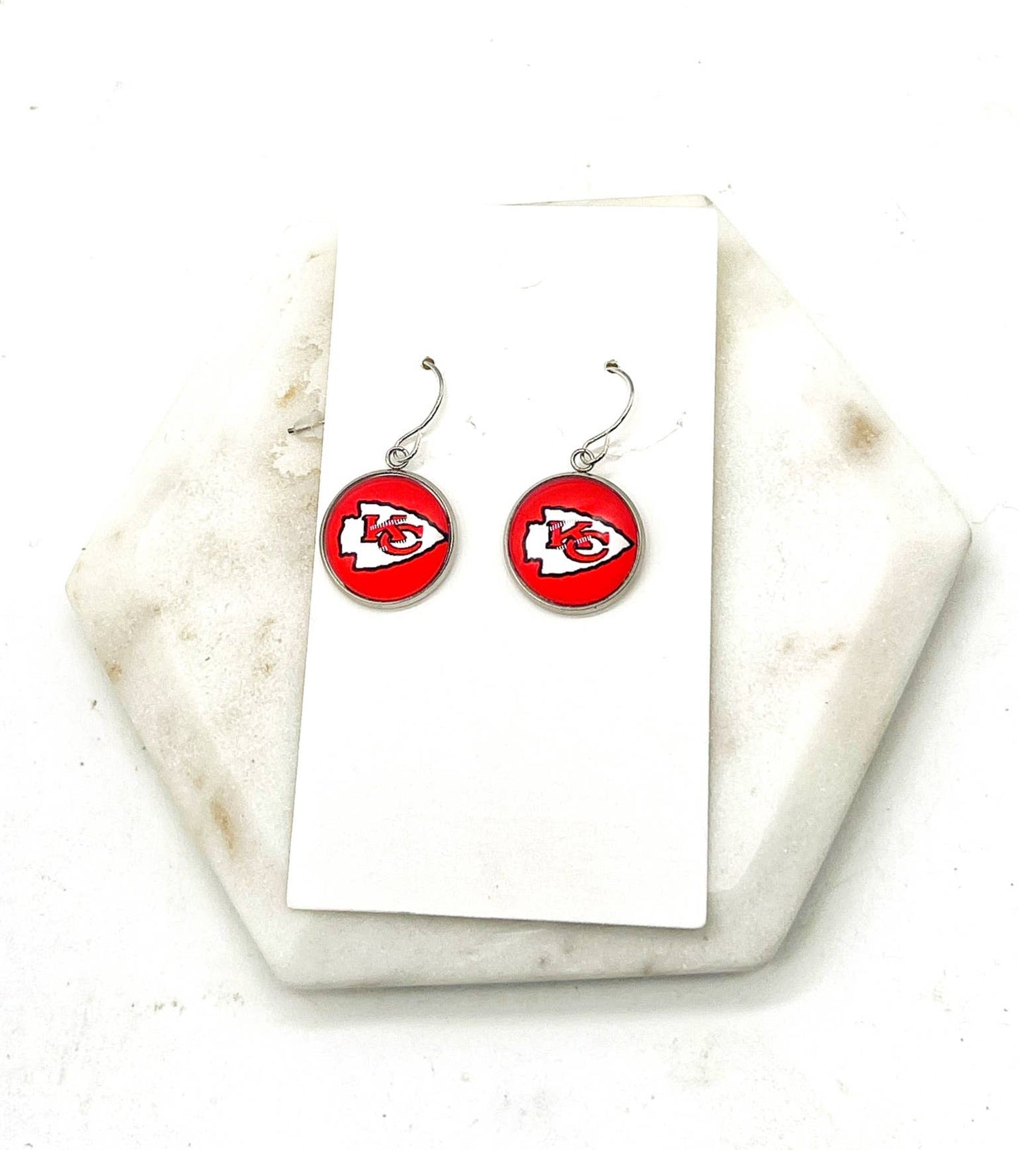 Red Dangle Earrings Kansas City KC Arrowhead