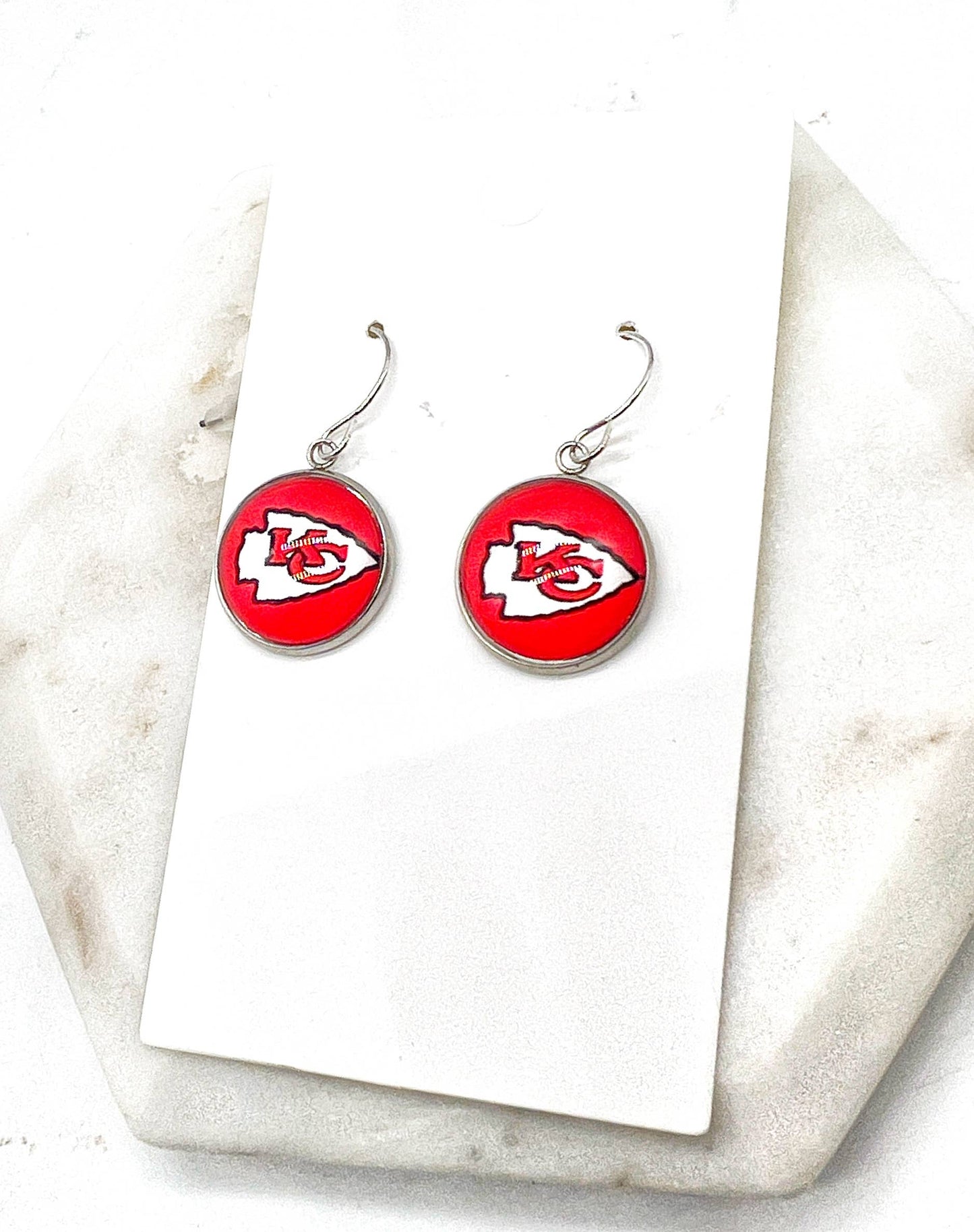Red Dangle Earrings Kansas City KC Arrowhead