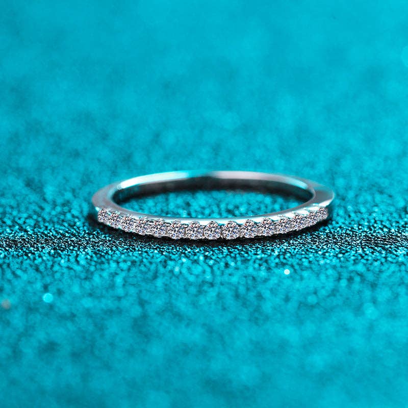 Moissanite Pave Engagement Band in 925 Sterling Silver