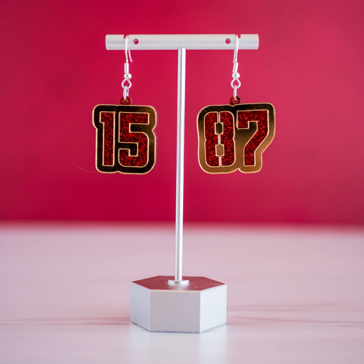 Red Glitter & Gold Mirror 15/87 Dangles Kansas City Football