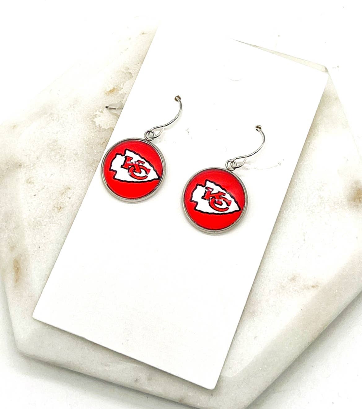 Red Dangle Earrings Kansas City KC Arrowhead