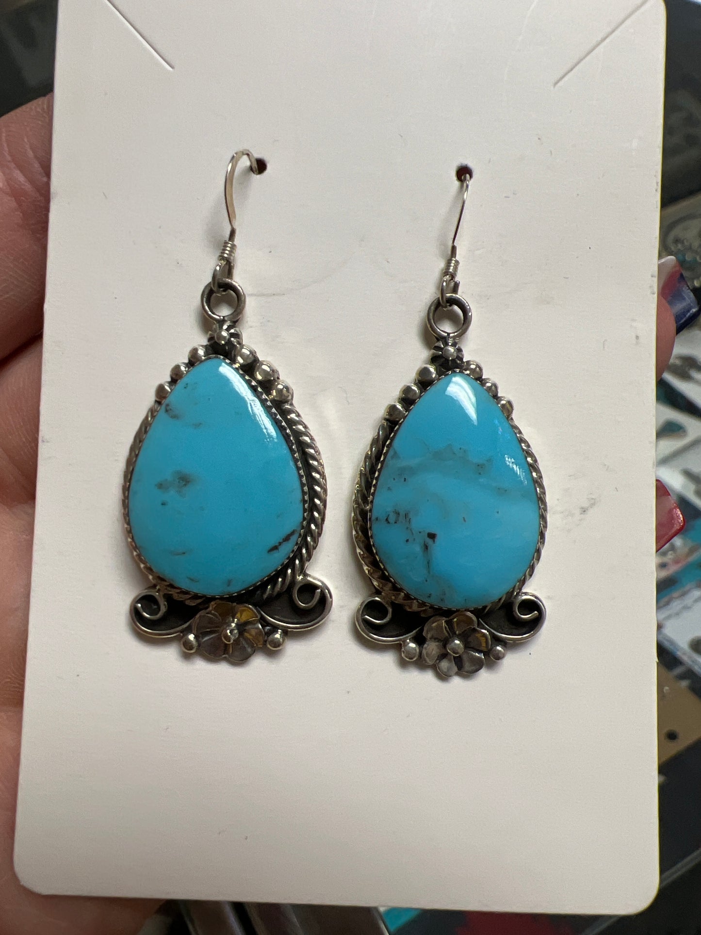 Fancy Teardrop Blue Kingman Navajo Ears