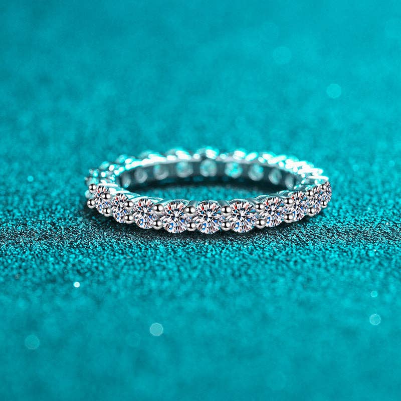 Moissanite Eternity Band Ring in 925 Sterling Silver
