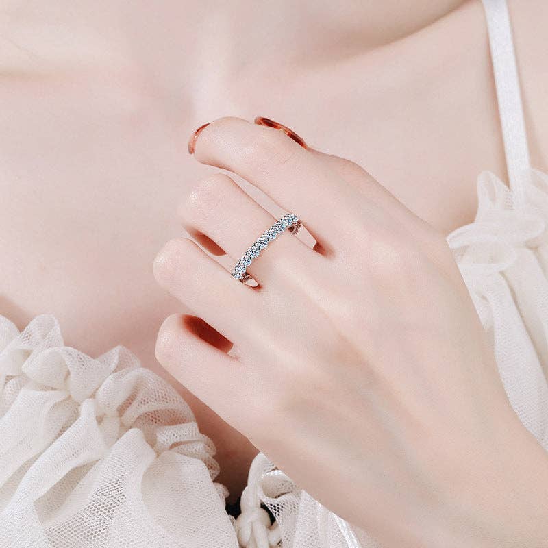 Moissanite Eternity Band Ring in 925 Sterling Silver