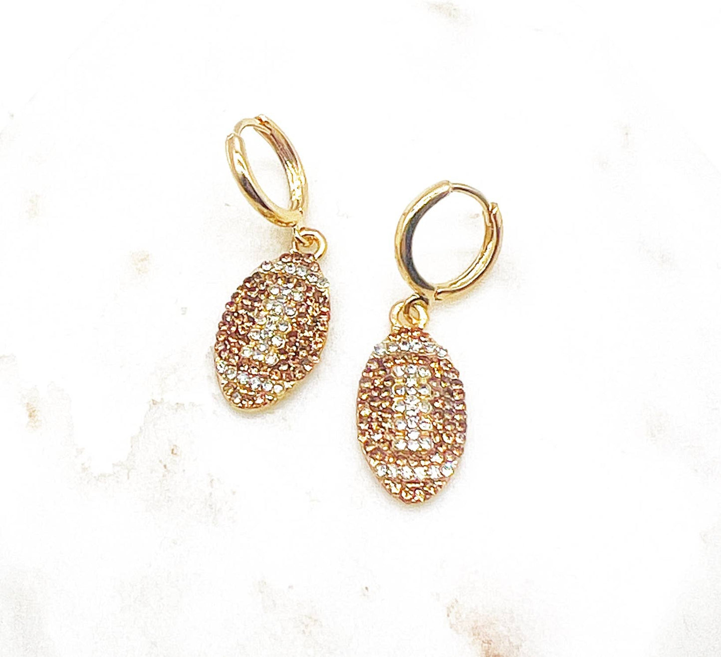 Rhinestone Football Game Day Huggie Hoops
