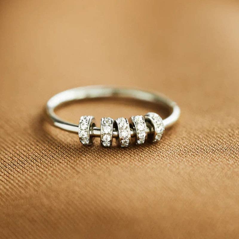 Bead Fidget Spinner Ring in 925 Sterling Silver