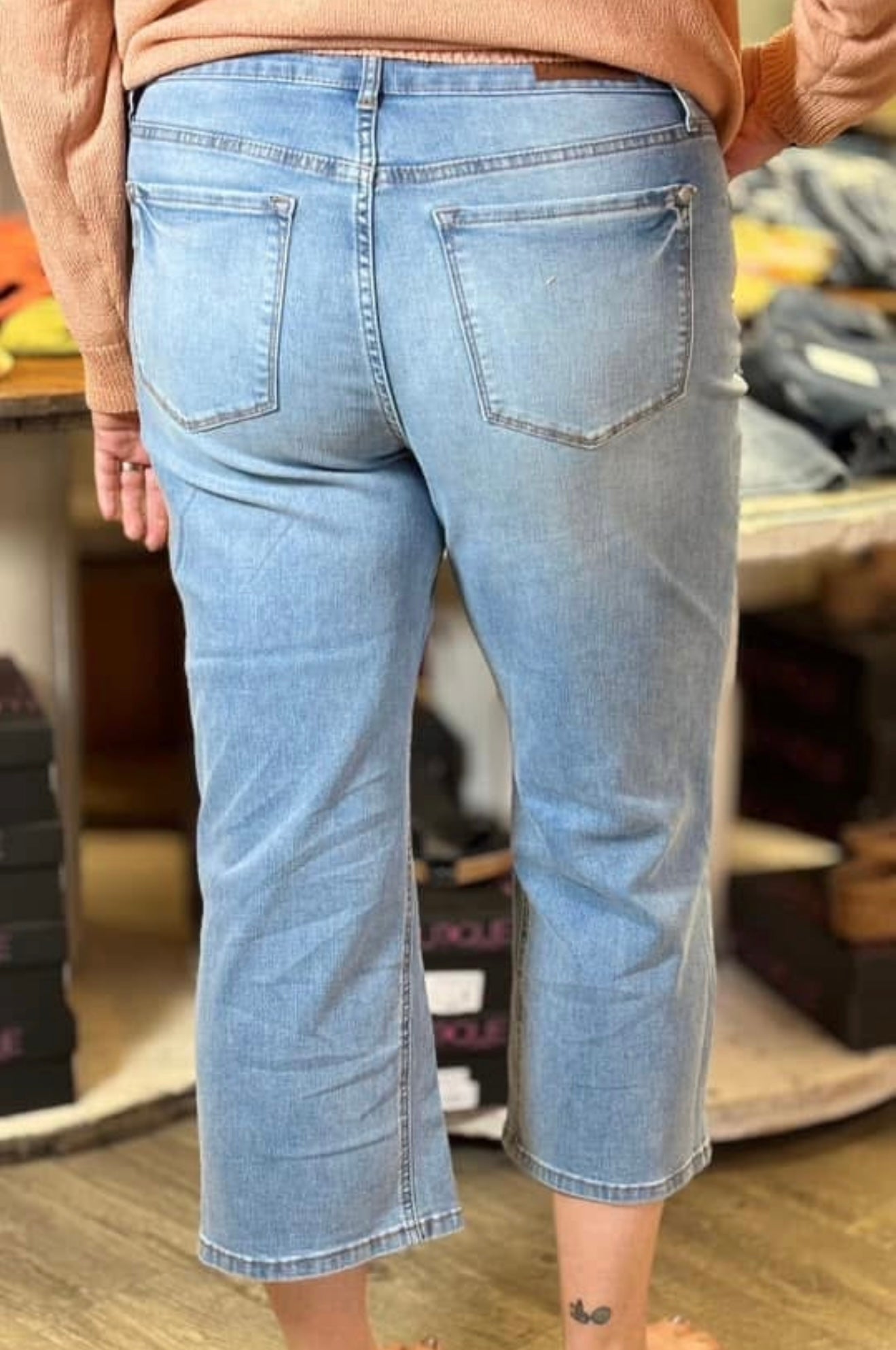Judy Blue Medium Wash Cropped Capri- Moisture Wicking Denim