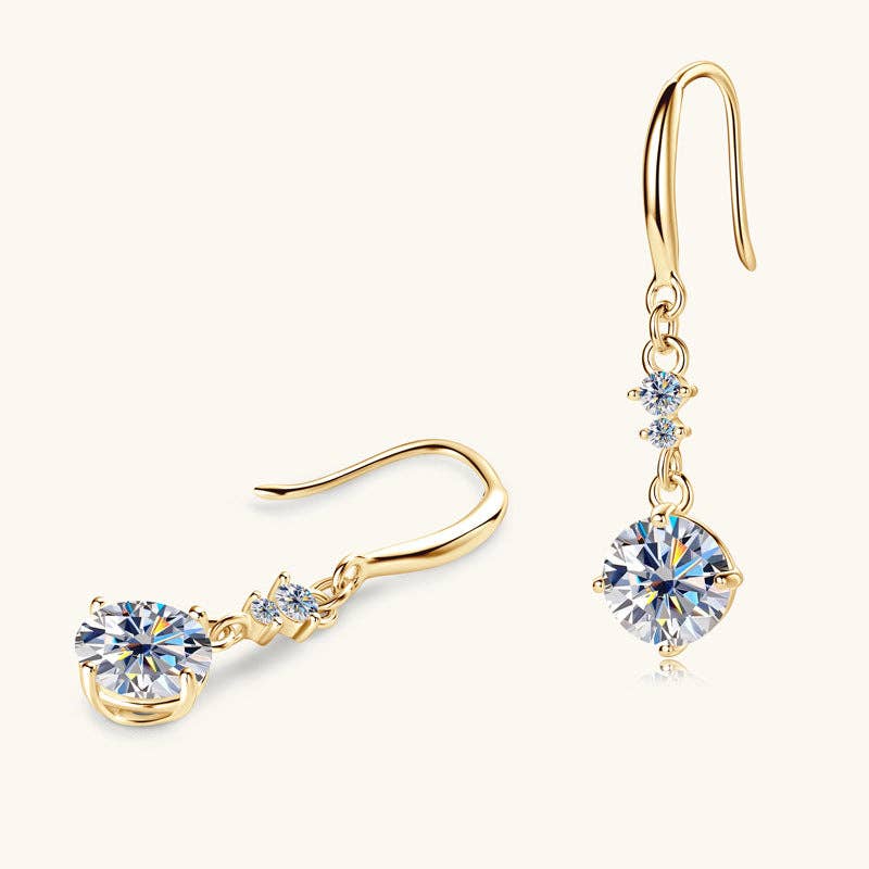 Moissanite Drop Fishhook Earrings in Vermeil