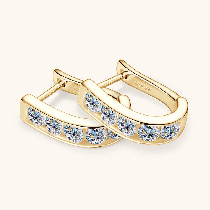 U-Shaped Moissanite Hoop Earrings in 925 Sterling Silver