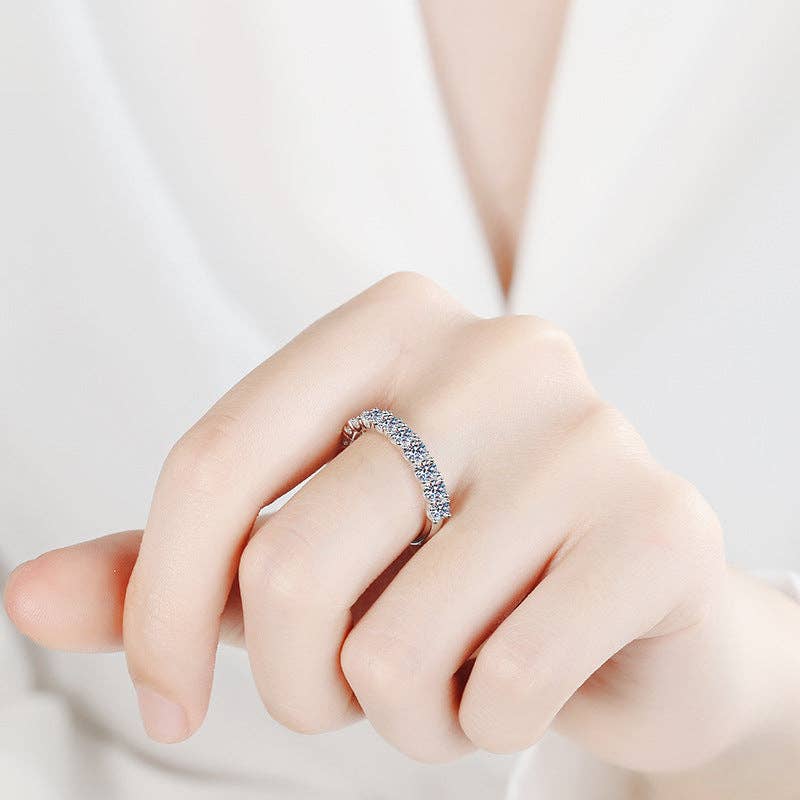 Moissanite Band Stacker Ring in 925 Sterling Silver – Queen Bee Boutique
