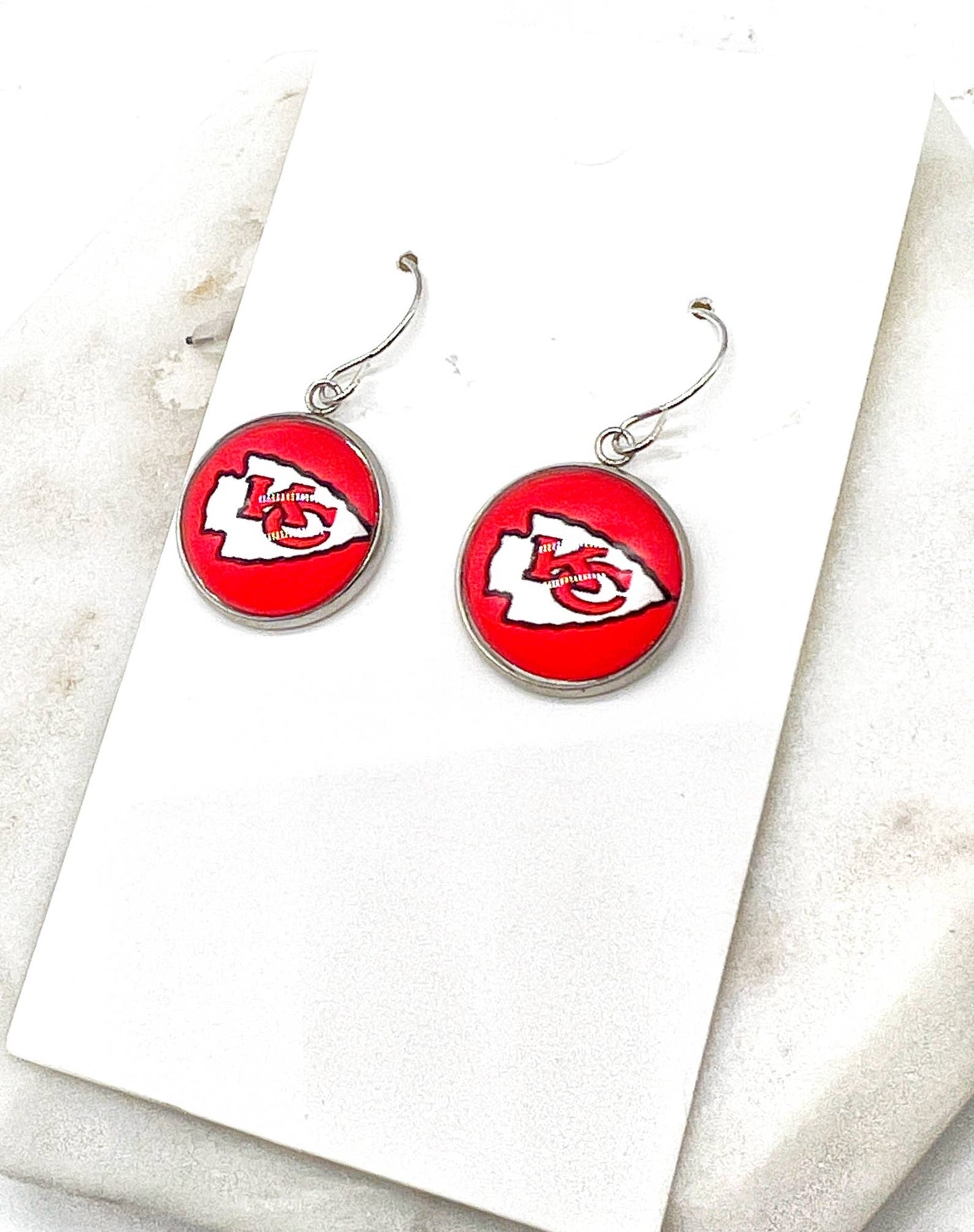 Red Dangle Earrings Kansas City KC Arrowhead