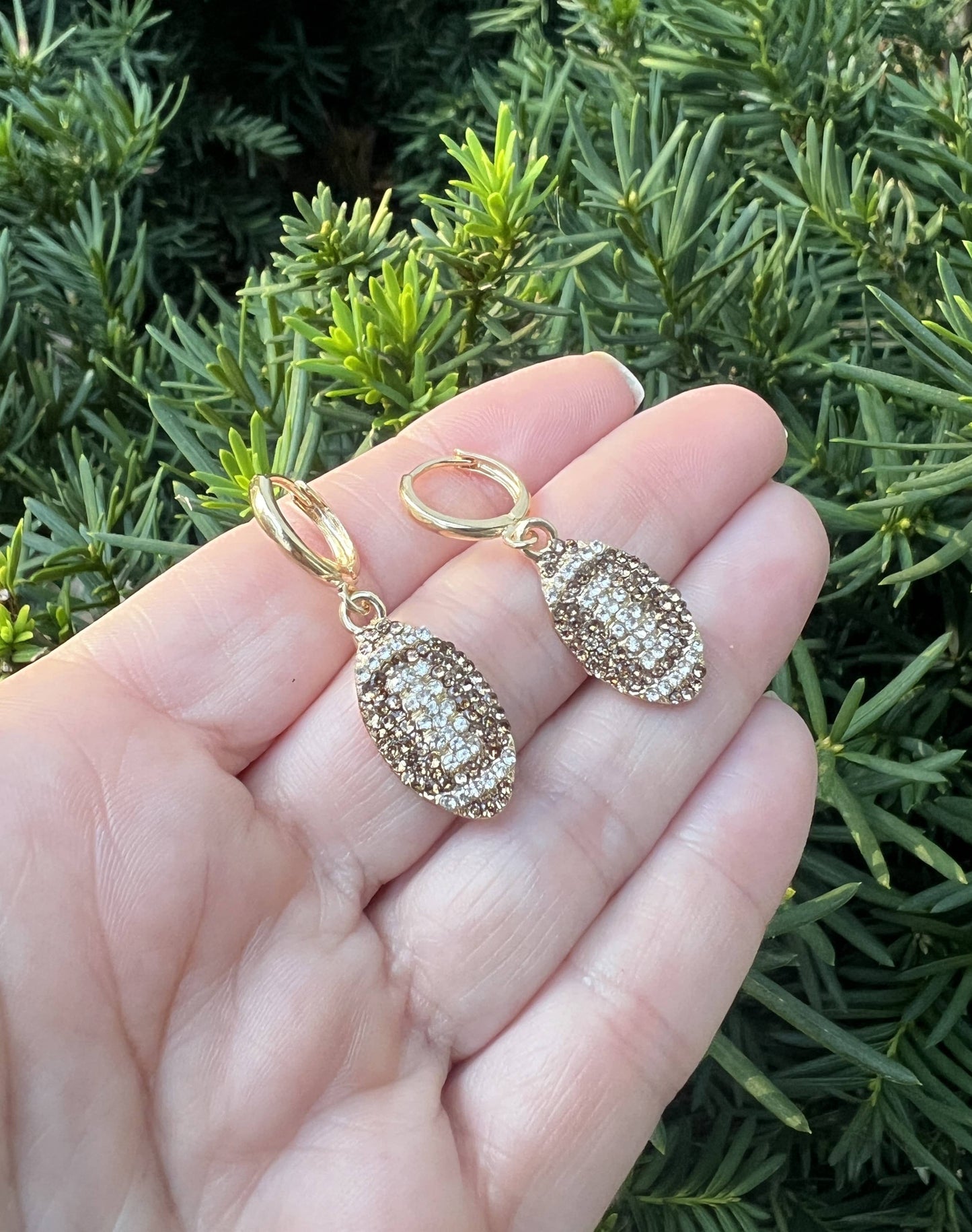 Rhinestone Football Game Day Huggie Hoops