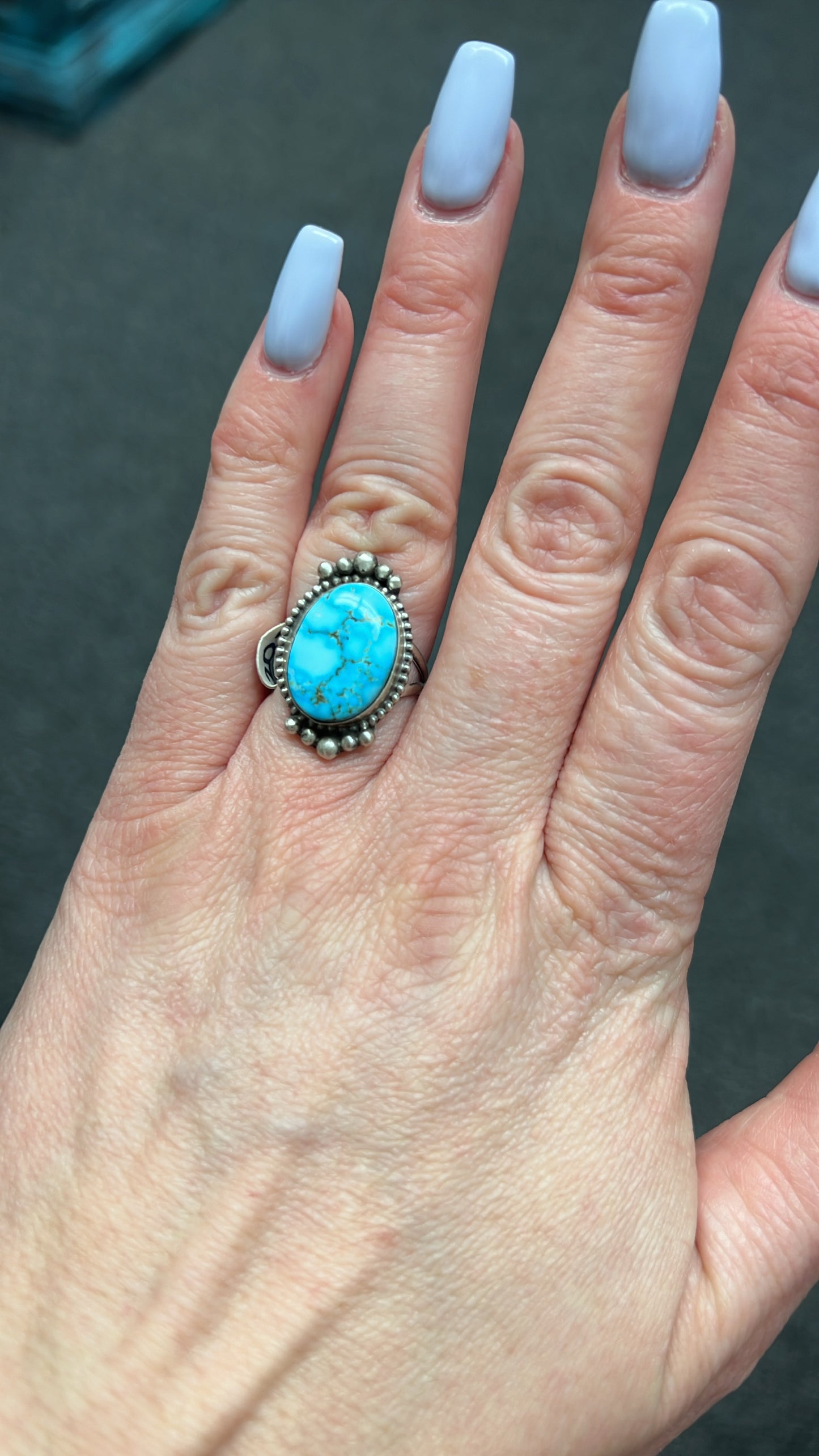 Oval Spiderweb Kingman Turquoise Ring