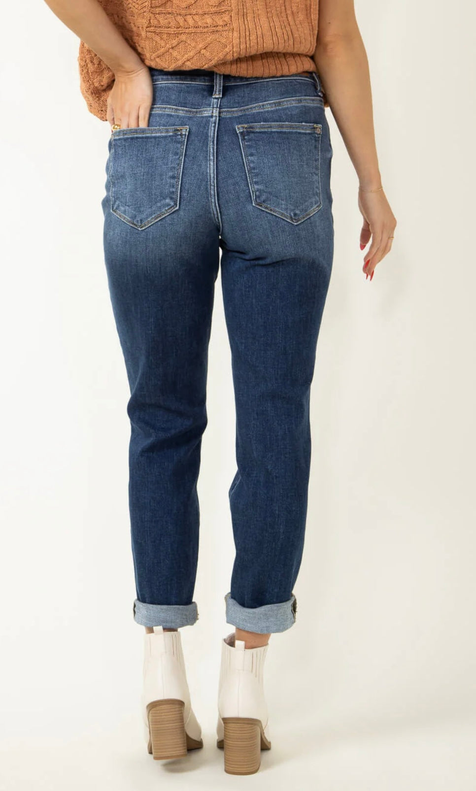 Judy Blue Mid Rise Boyfriend Jean Cuffed or Uncuffed for Women