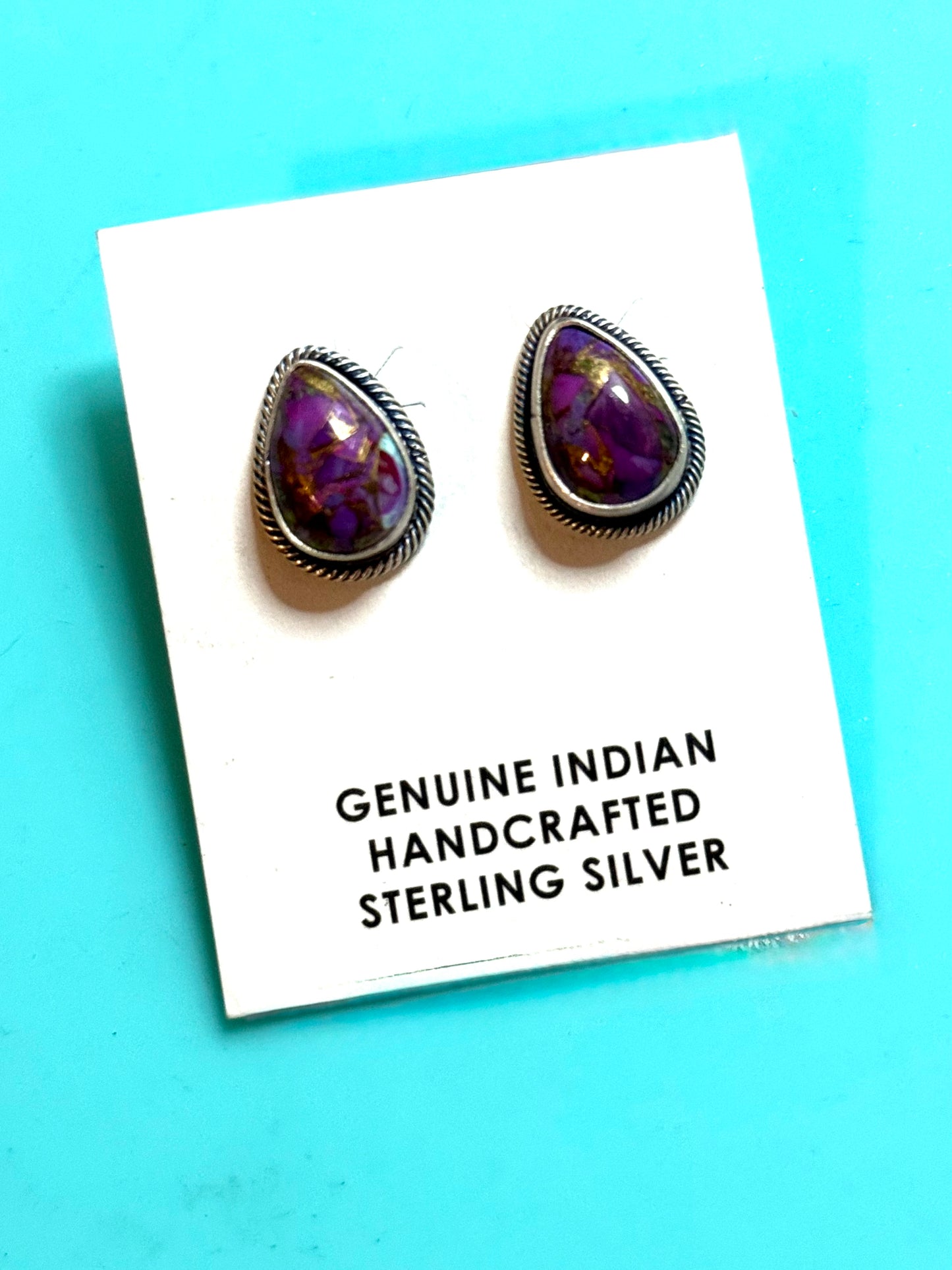 Teardrop Purple Mojave Stud Earrings