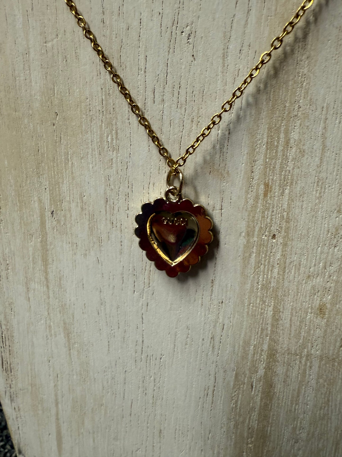 Gold Tone Crystal Heart Pendant Necklace