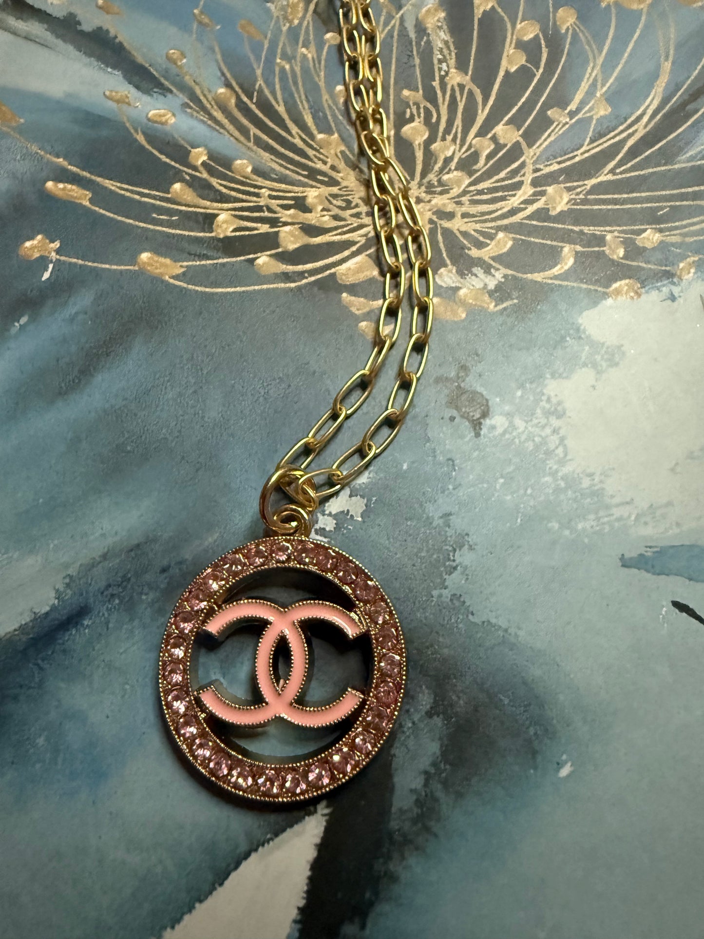 Pink Crystal Round Pendant