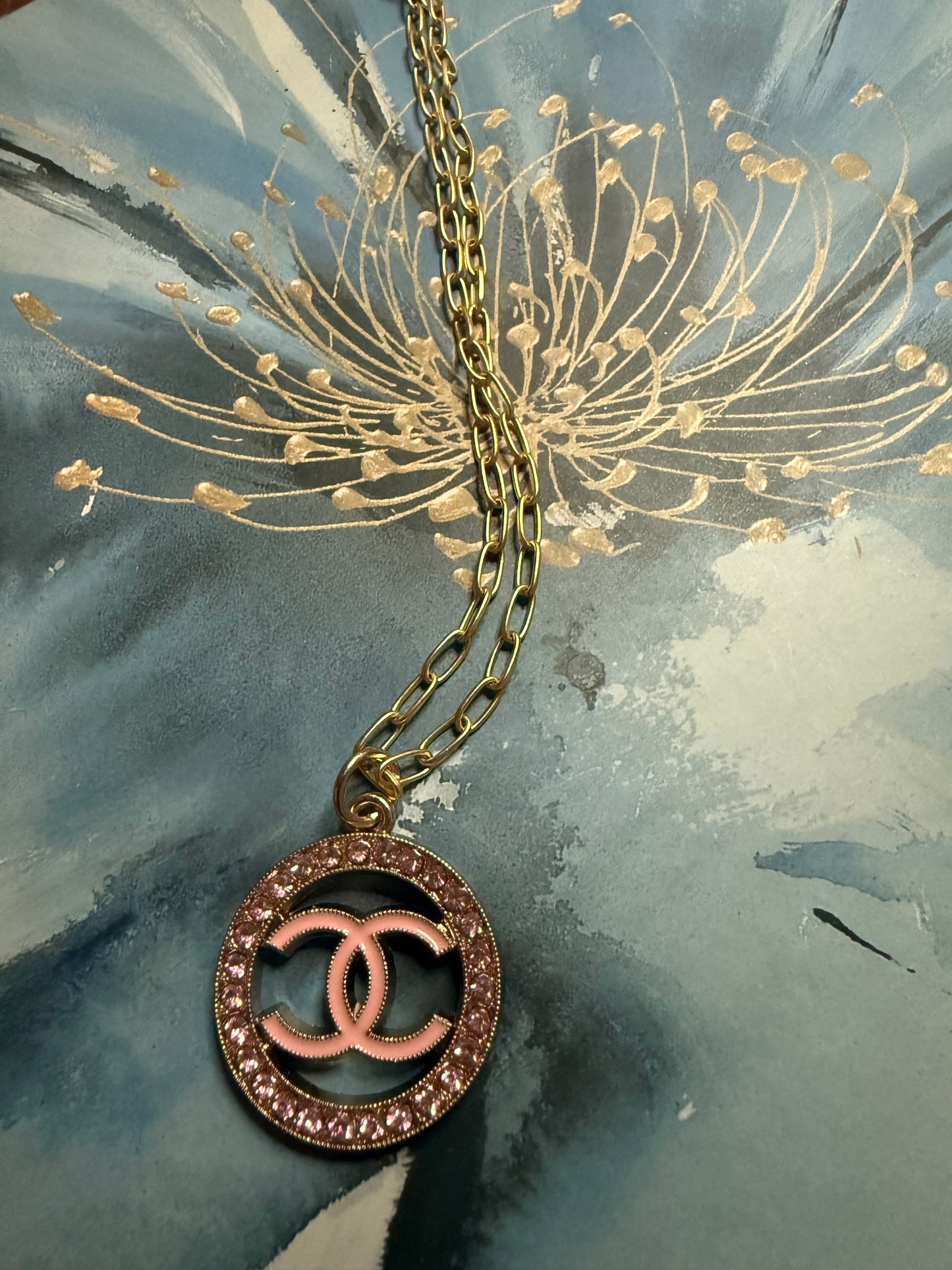 Pink Crystal Round Pendant