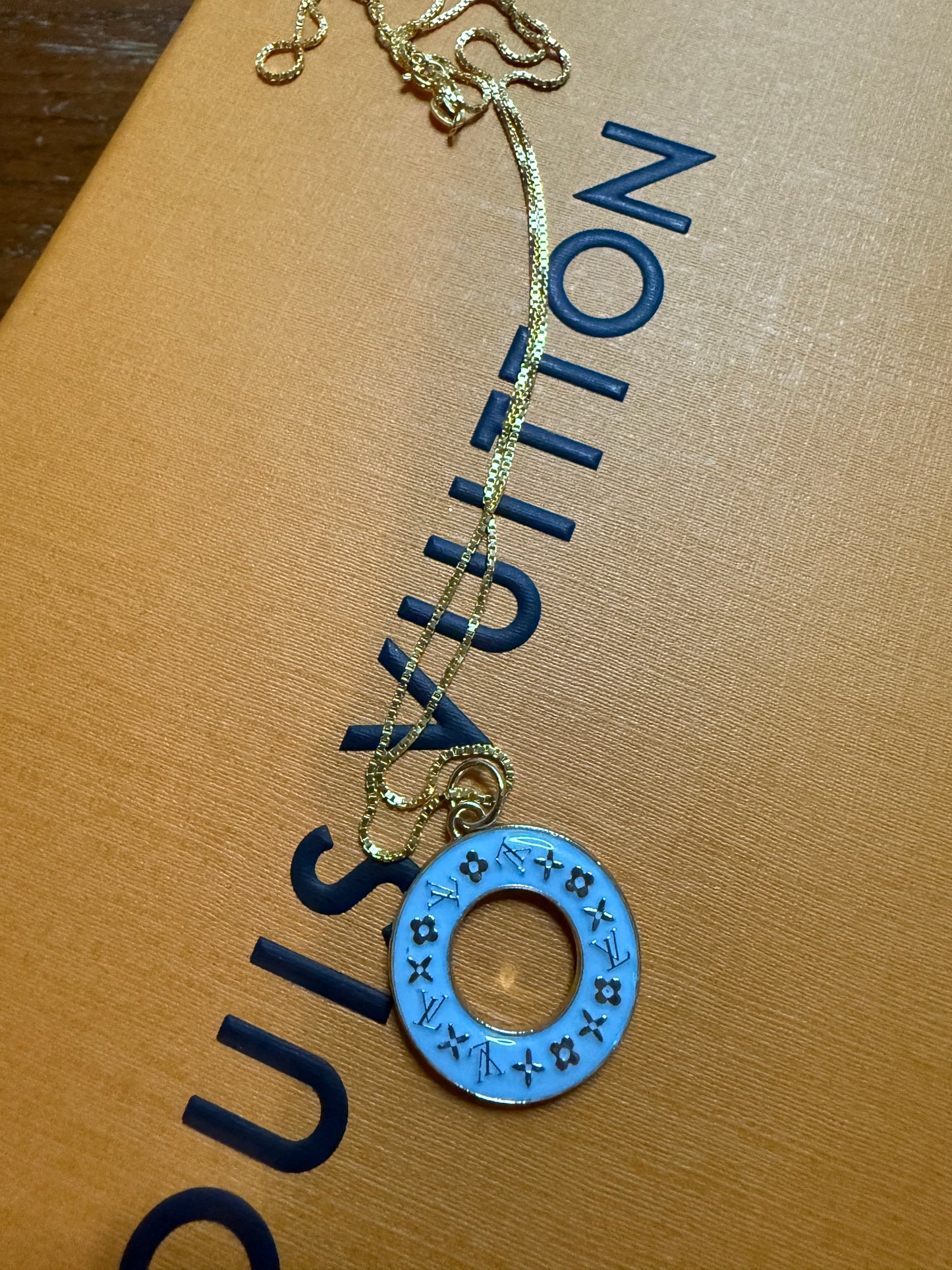 Baby Blue Donut Pendant Necklace