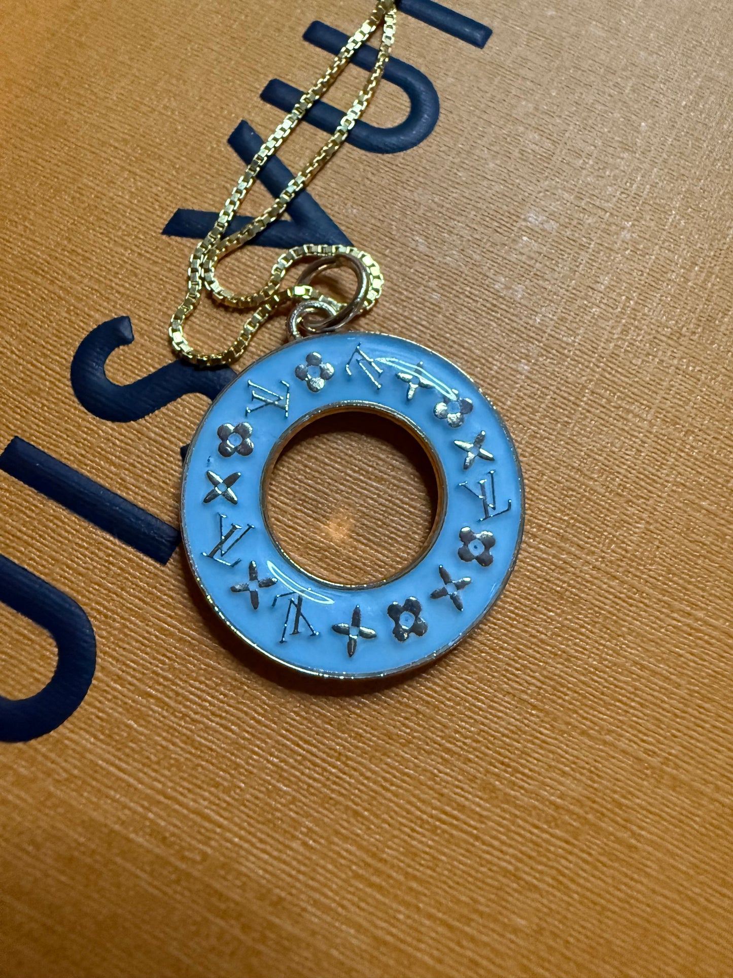 Baby Blue Donut Pendant Necklace