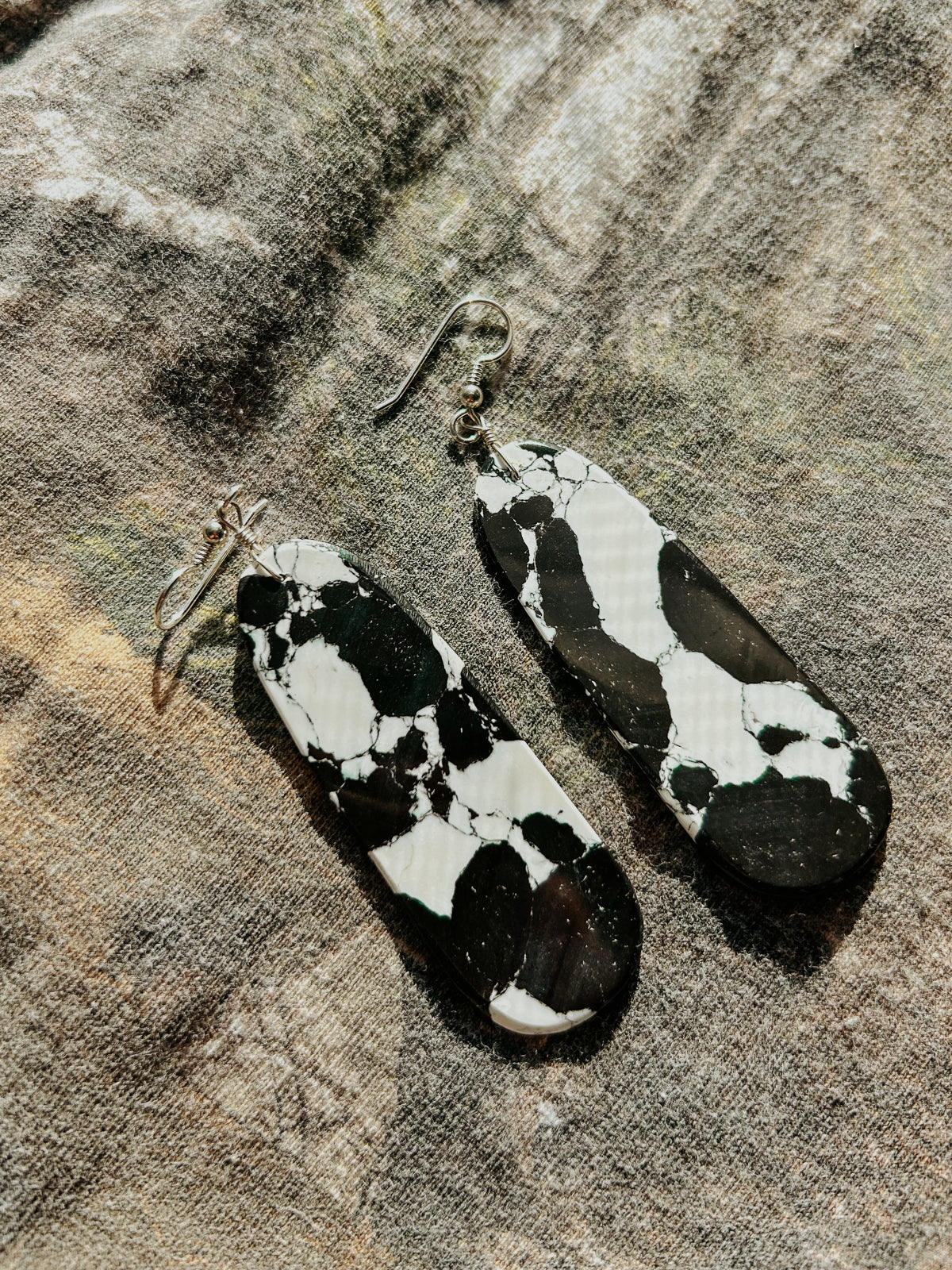 White Buffalo Slab Earrings – Handcrafted Statement Jewelry | QB Custom