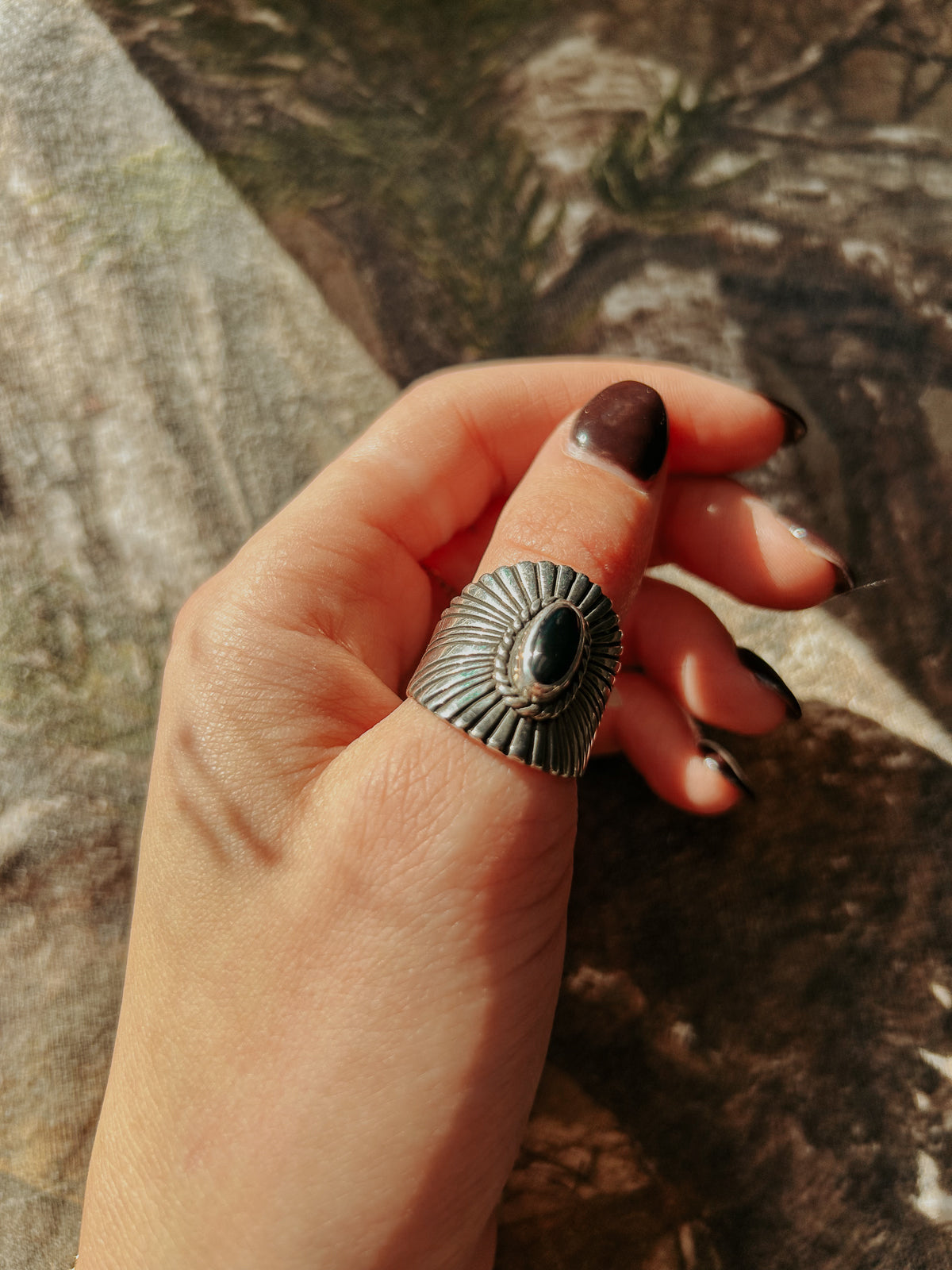 Oval Burst Onyx Ring – Handcrafted Elegant Jewelry | QB Customs