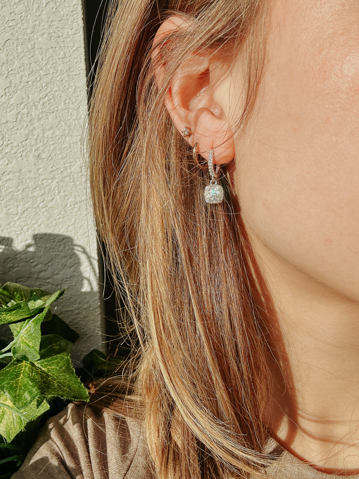 Moissanite Dangle Drop Hoop Earrings in 925 Sterling Silver – Elegant Statement Jewelry | QB Customs