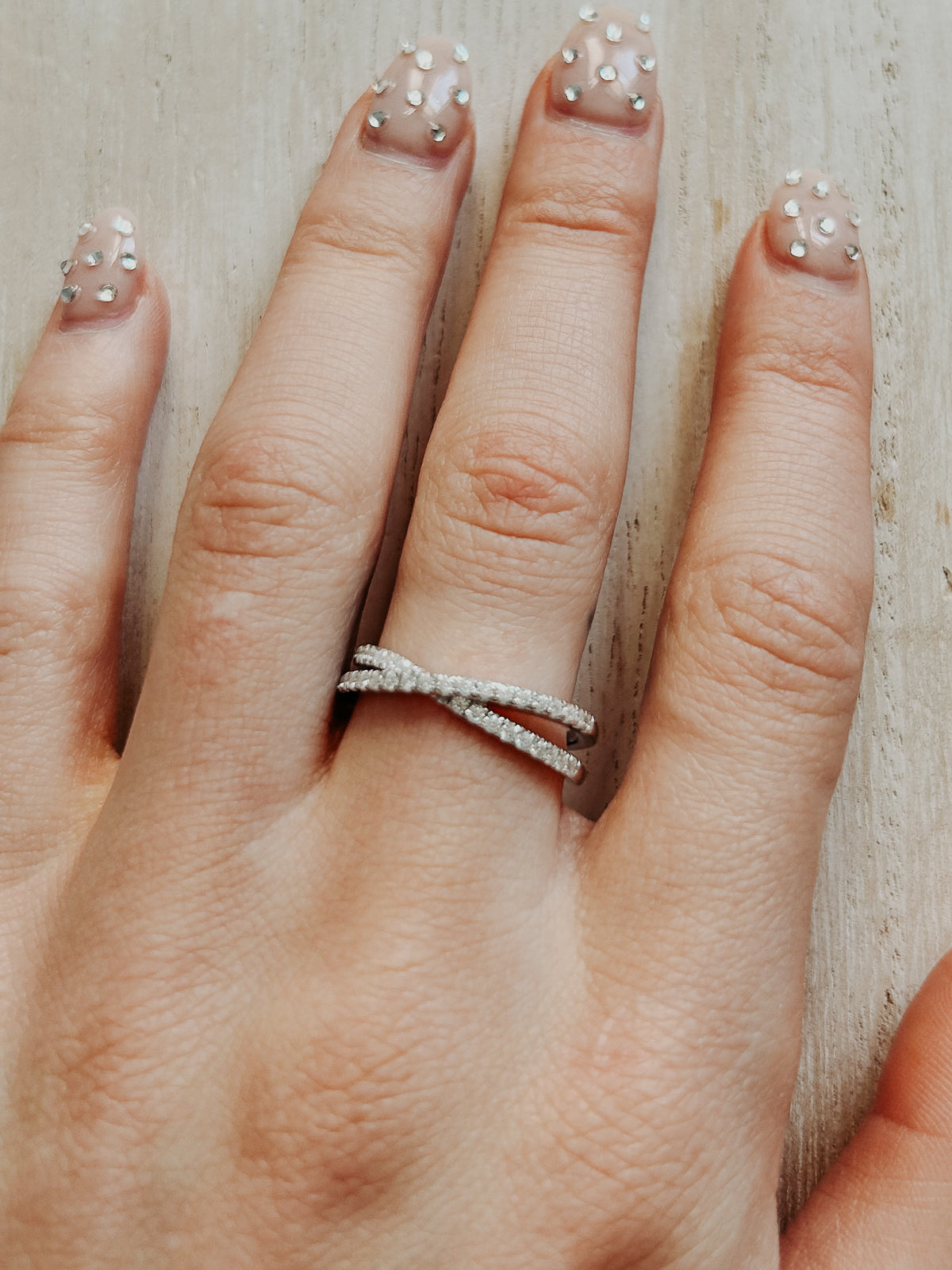 Moissanite Split Shank X Ring in 925 Sterling Silver