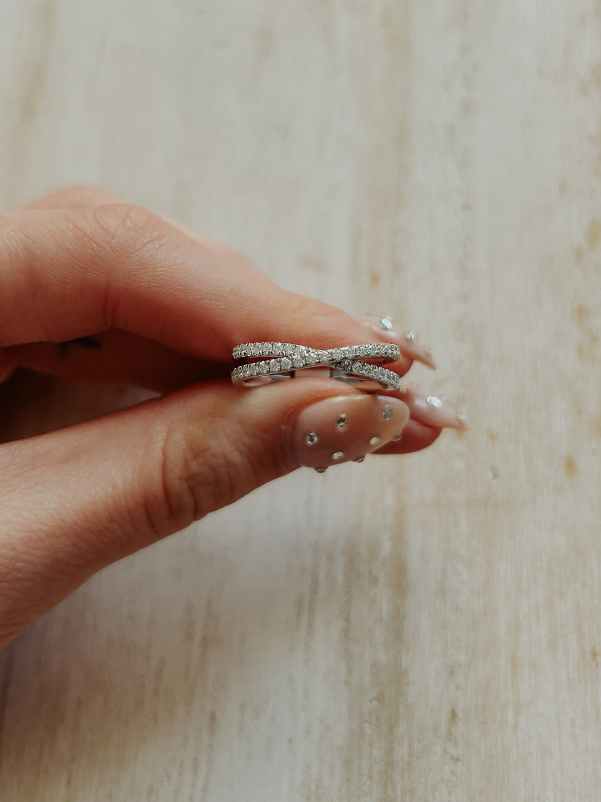 Moissanite Split Shank X Ring in 925 Sterling Silver