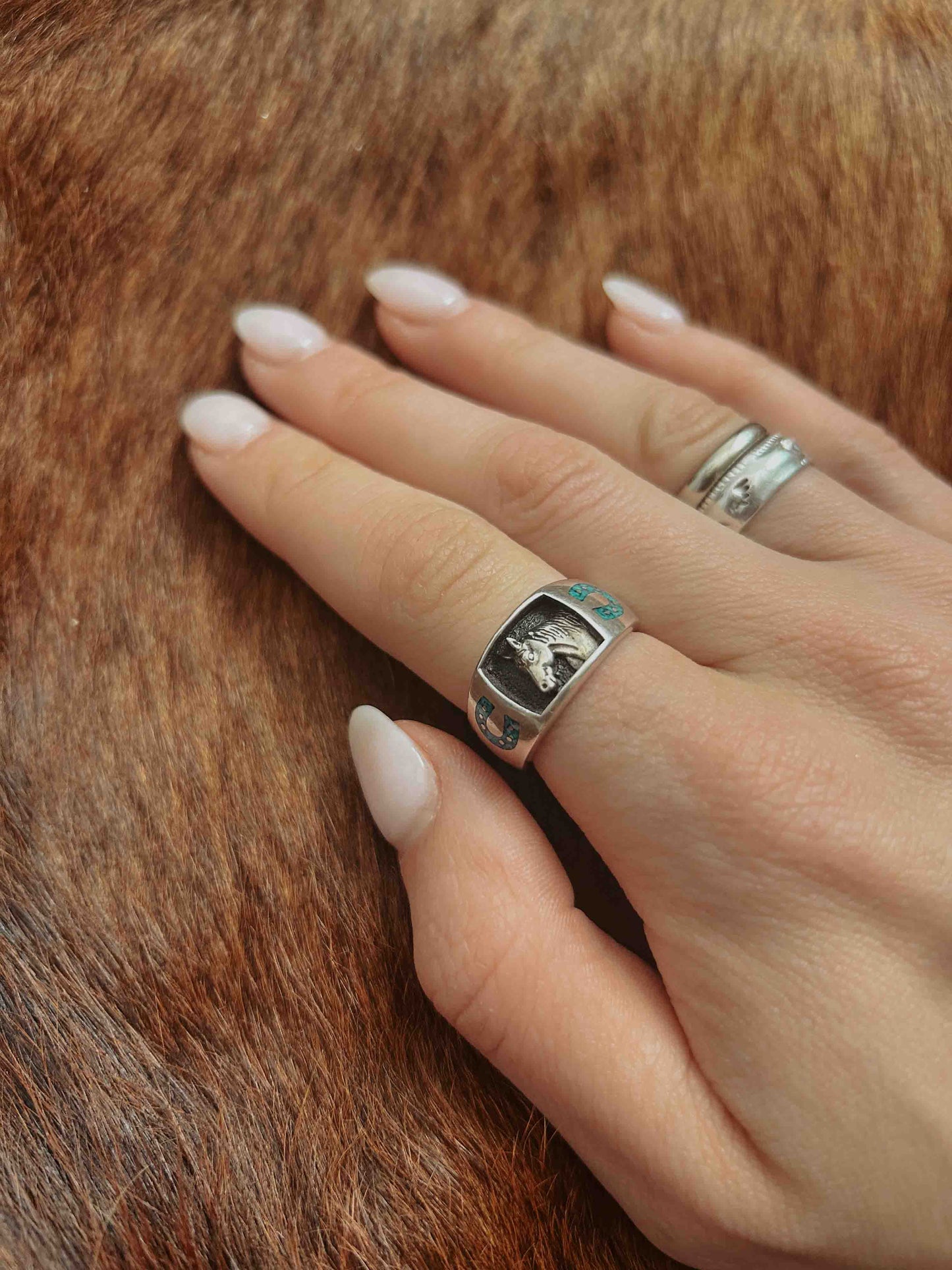Horse Shoe Horse Head Sterling Silver Ring – Equestrian Elegance | QB Customs