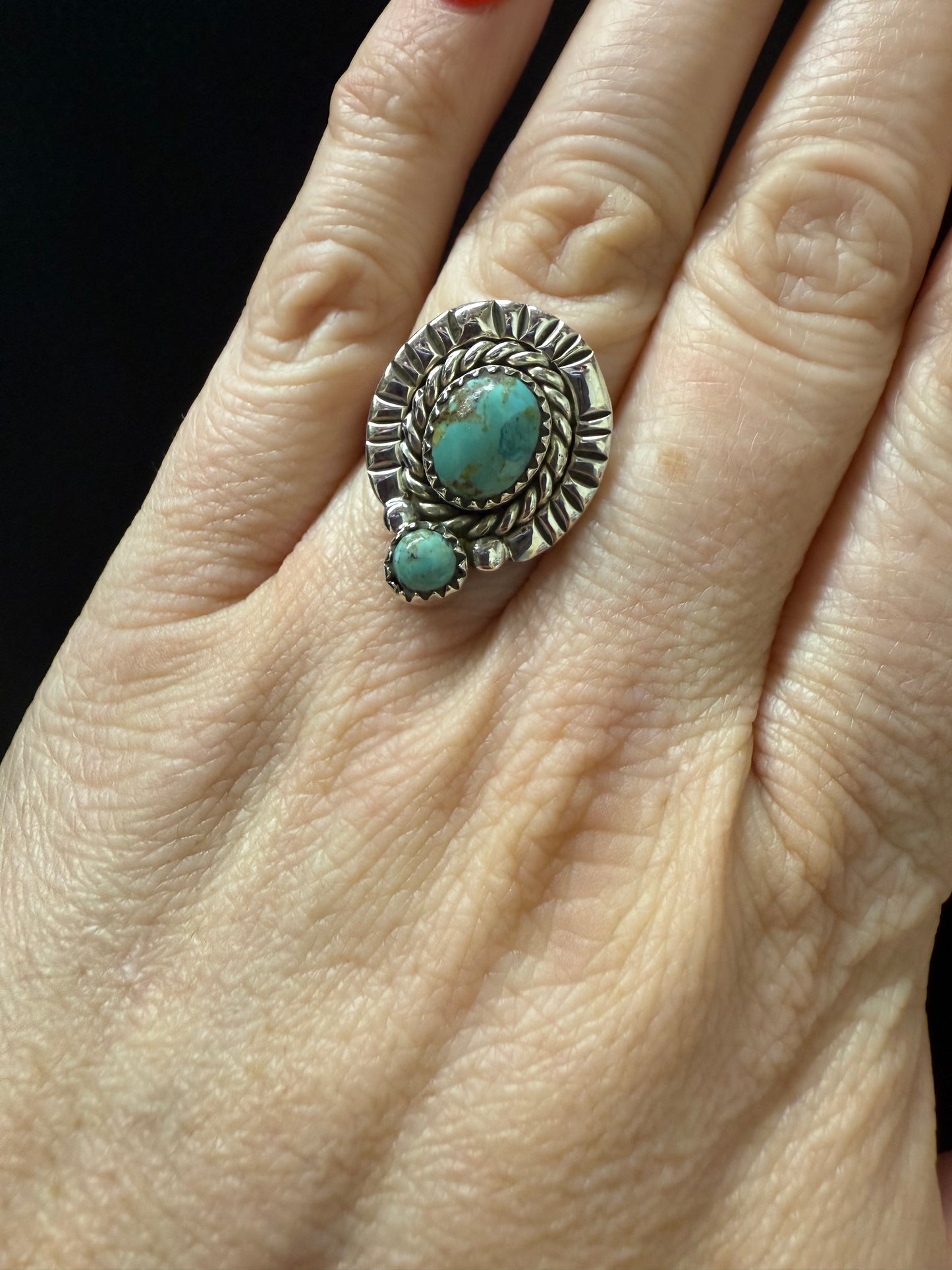 Stamped Sterling Silver Duo Stone Ring