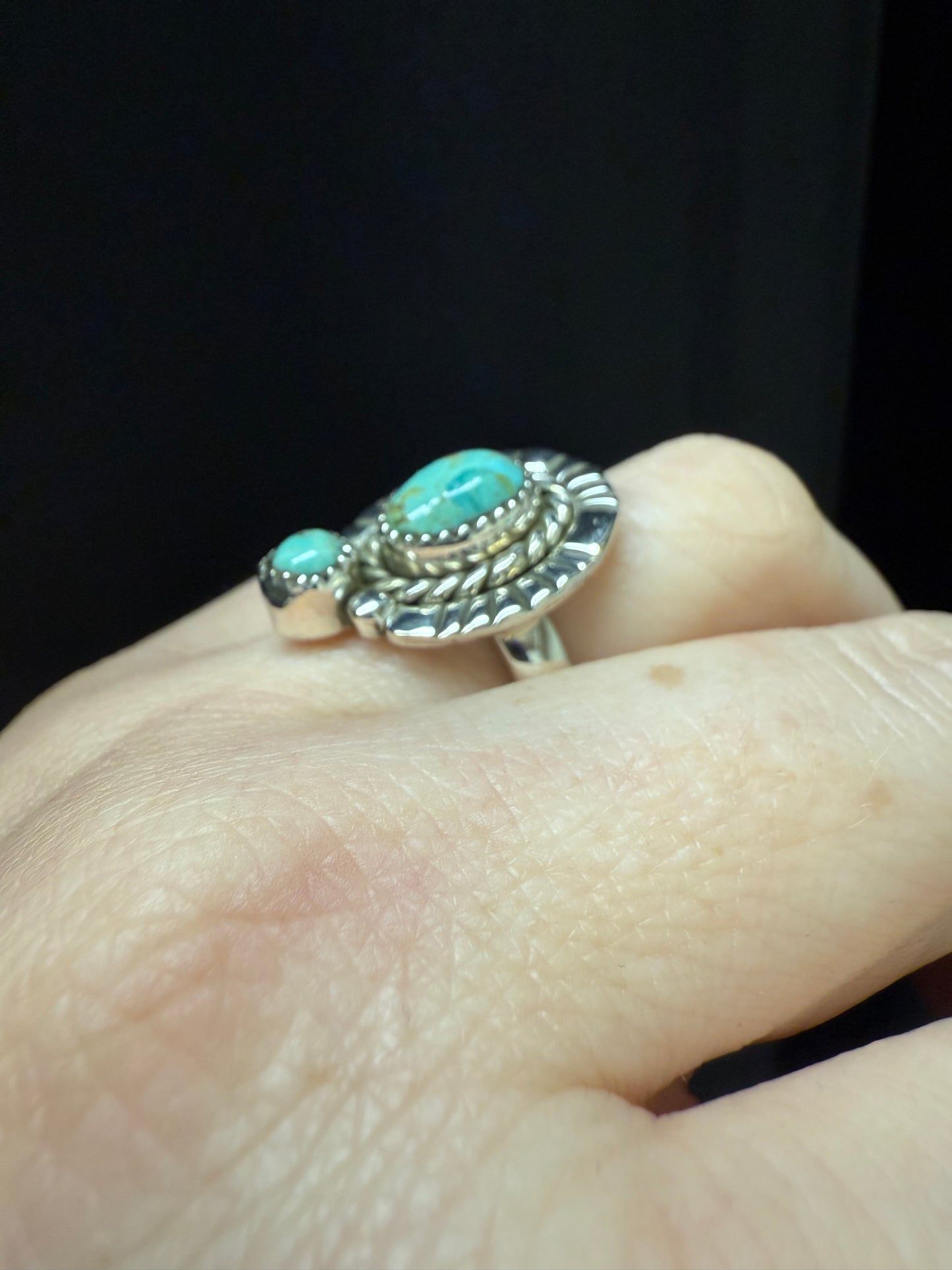 Stamped Sterling Silver Duo Stone Ring