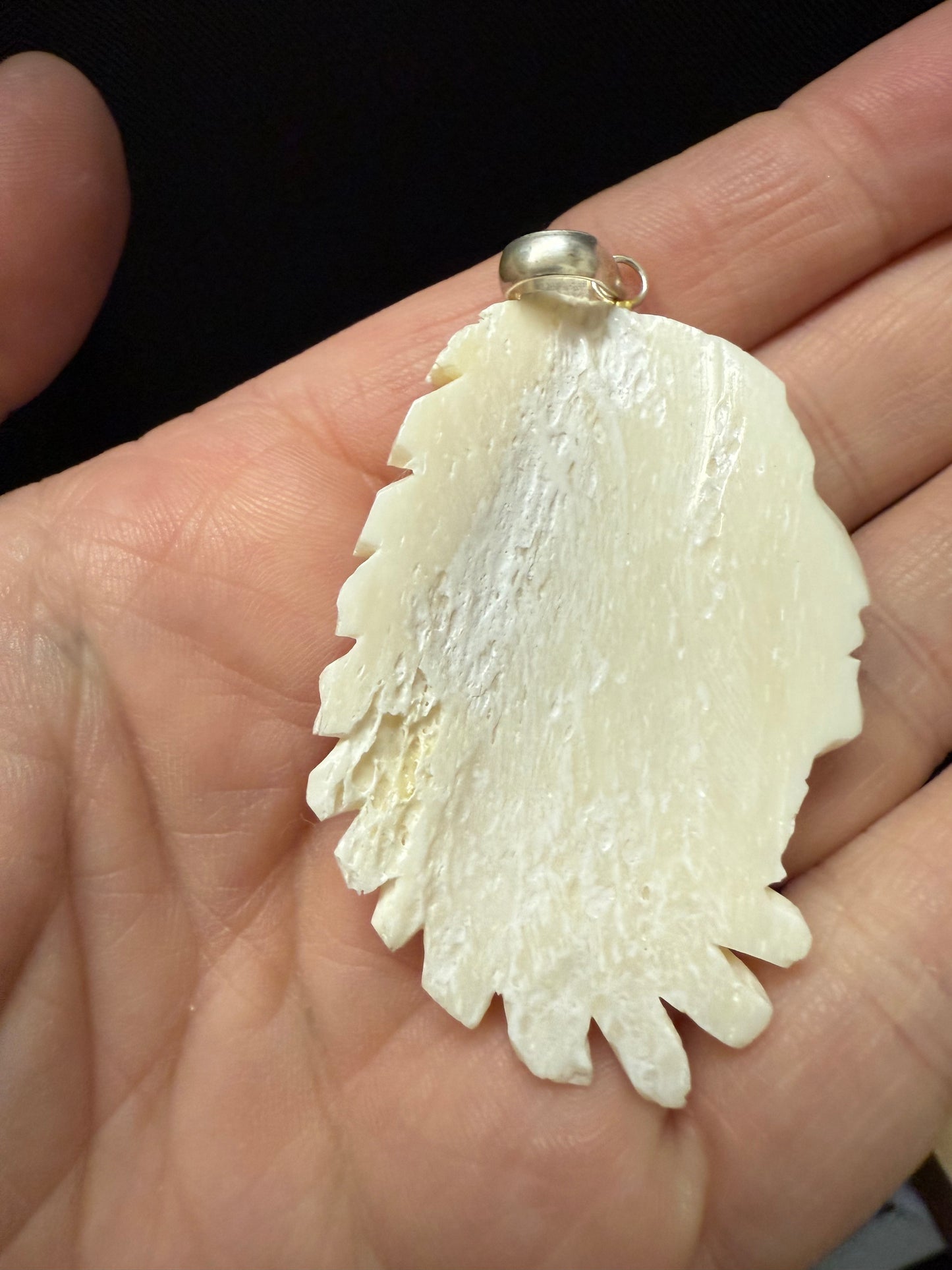Native American Chief Headdress Carved Pendant