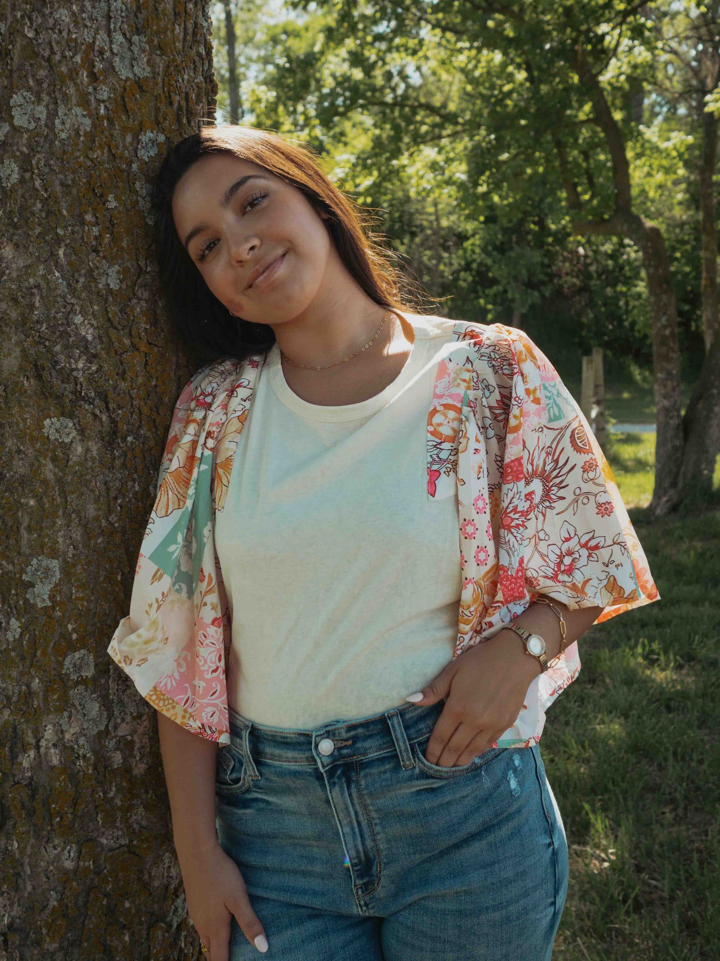 Floral Kimono Sleeve Top – Queen Bee Boutique