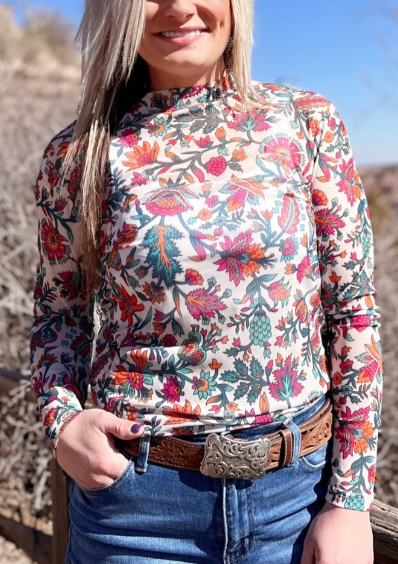 Summer Buy Me Flowers Mesh Top