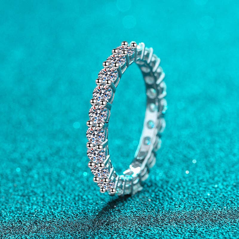 Moissanite Eternity Band Ring in 925 Sterling Silver