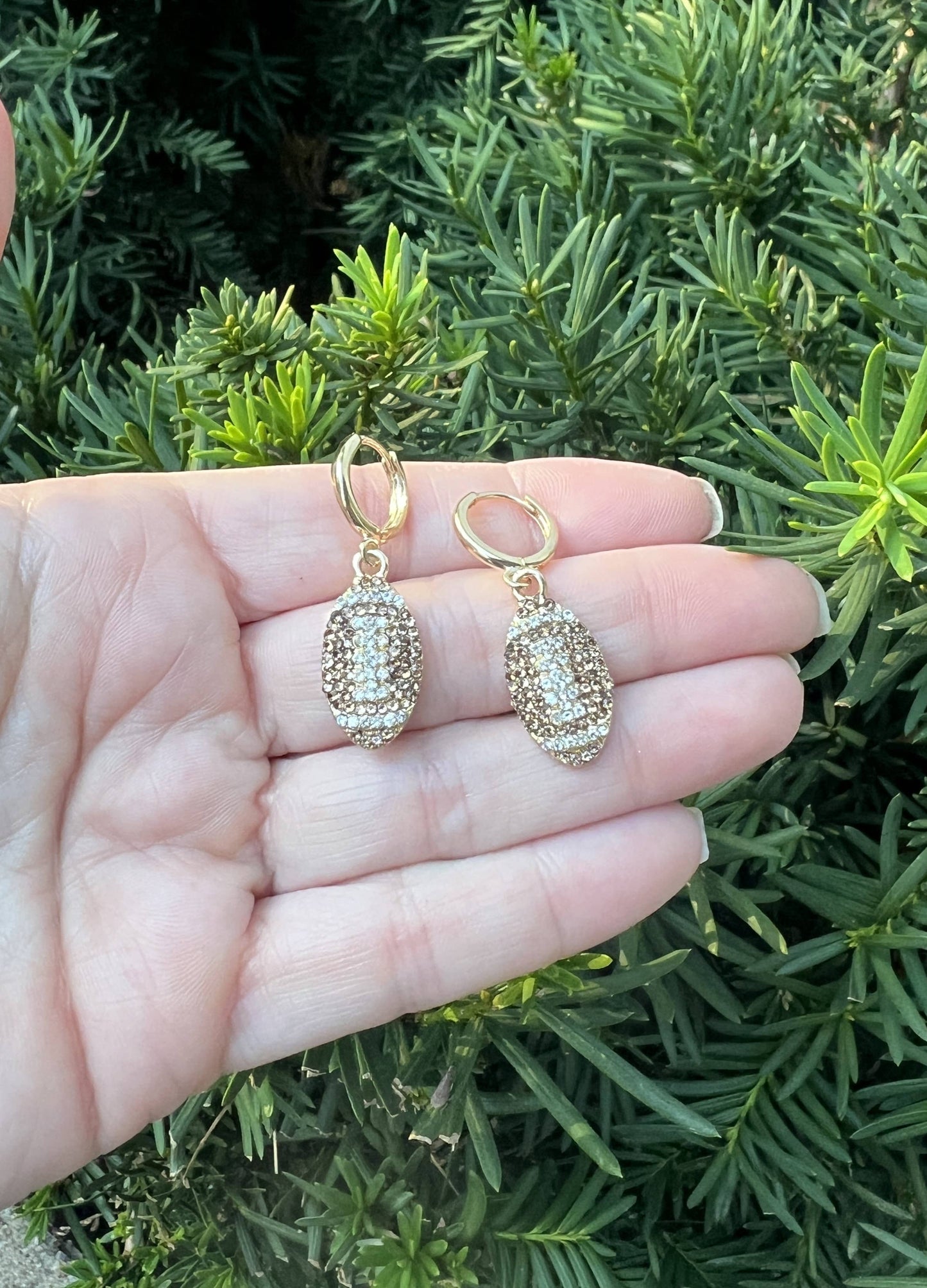Rhinestone Football Game Day Huggie Hoops