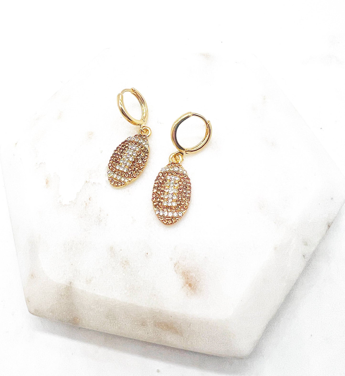 Rhinestone Football Game Day Huggie Hoops