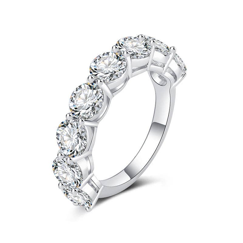 Eight Moissanite Band Stacker Ring in 925 Sterling Silver