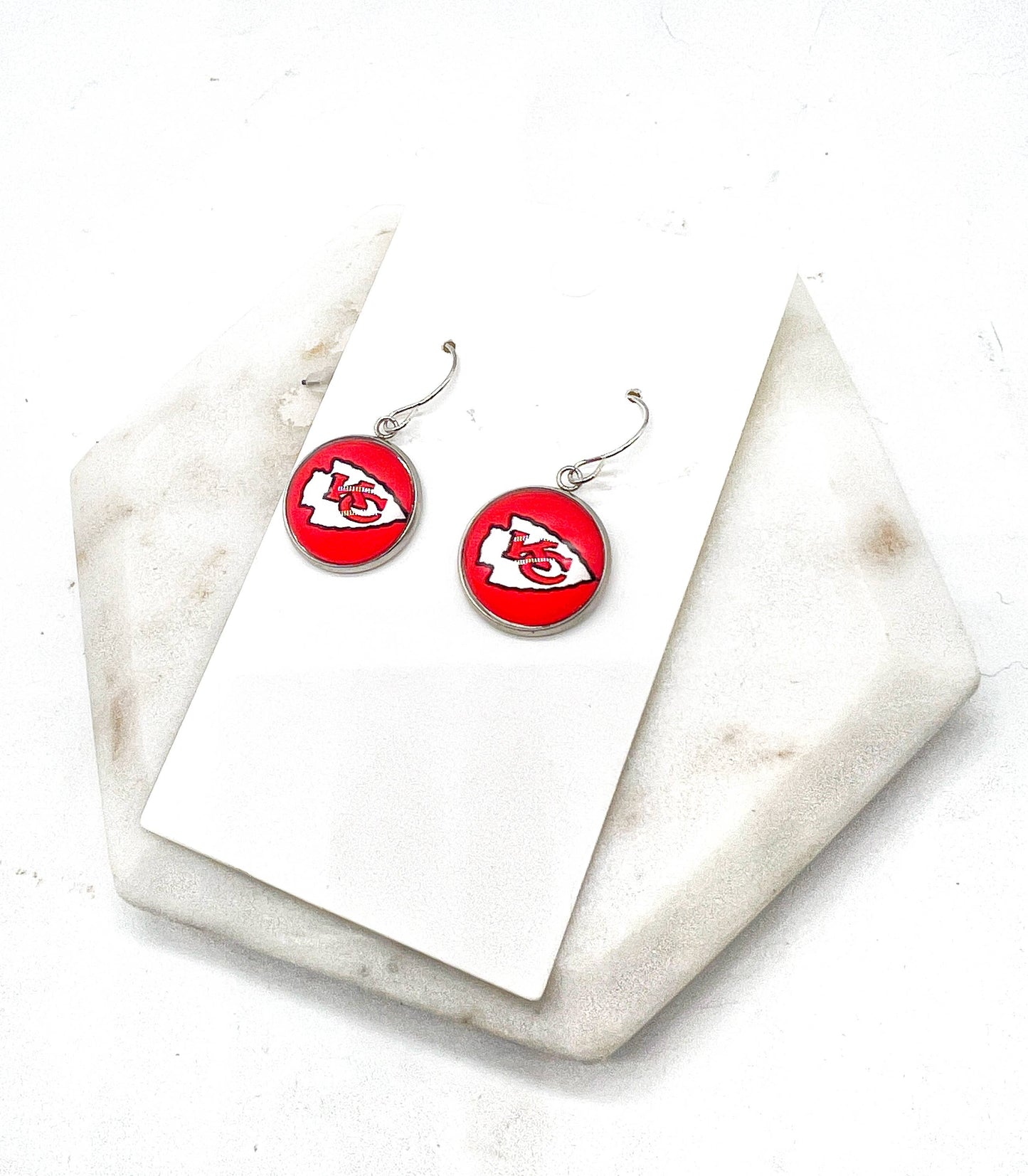 Red Dangle Earrings Kansas City KC Arrowhead